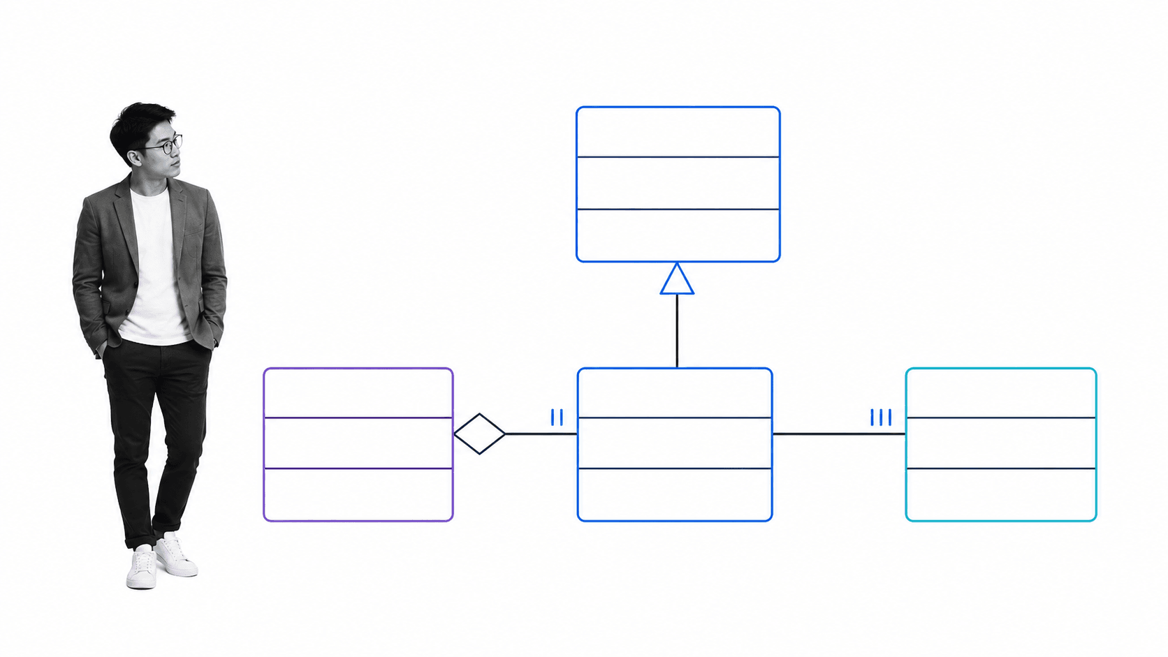 UML class diagram with inheritance and aggregation relationships