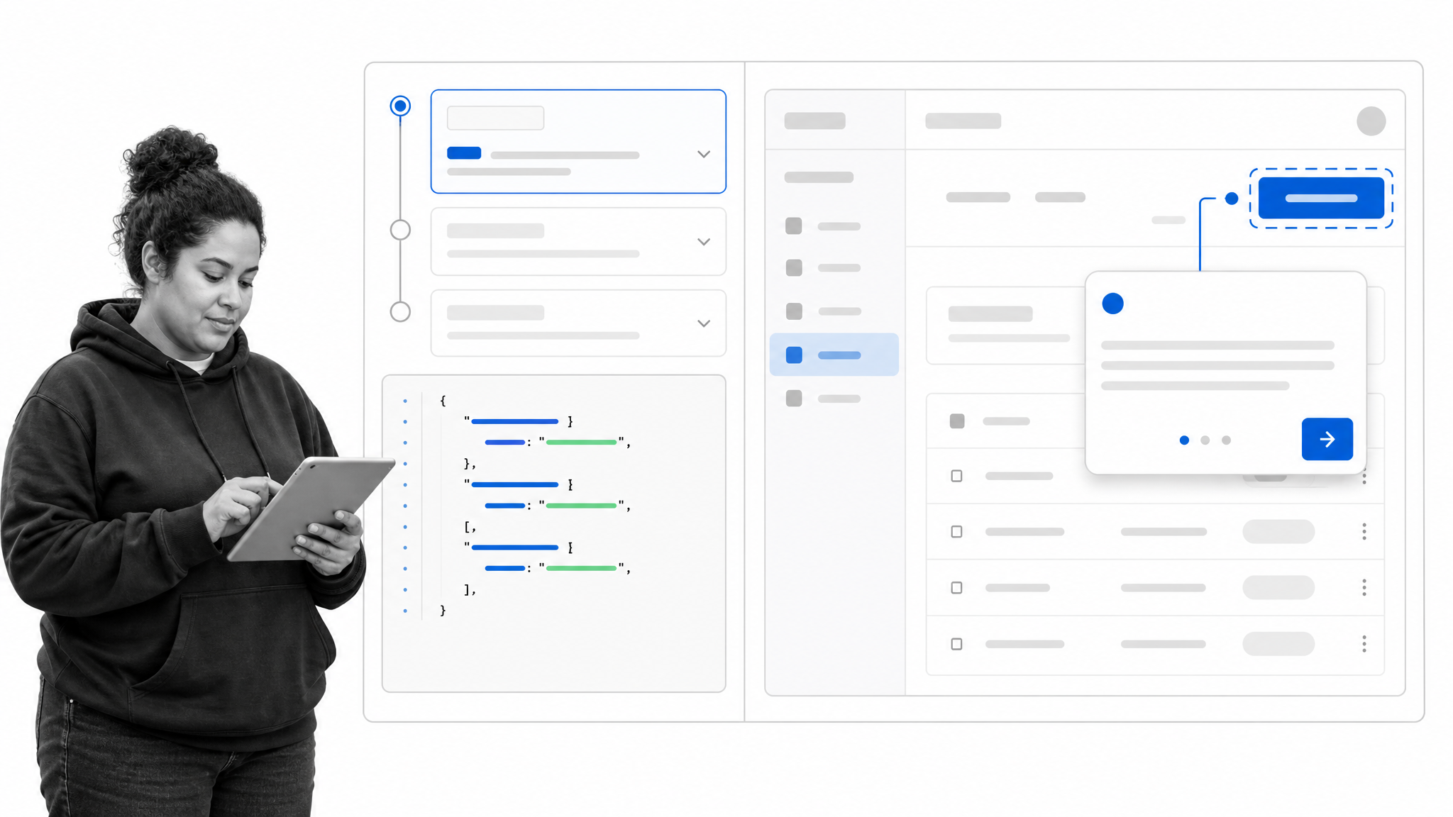 Intro.js tour configuration beside one highlighted interface step