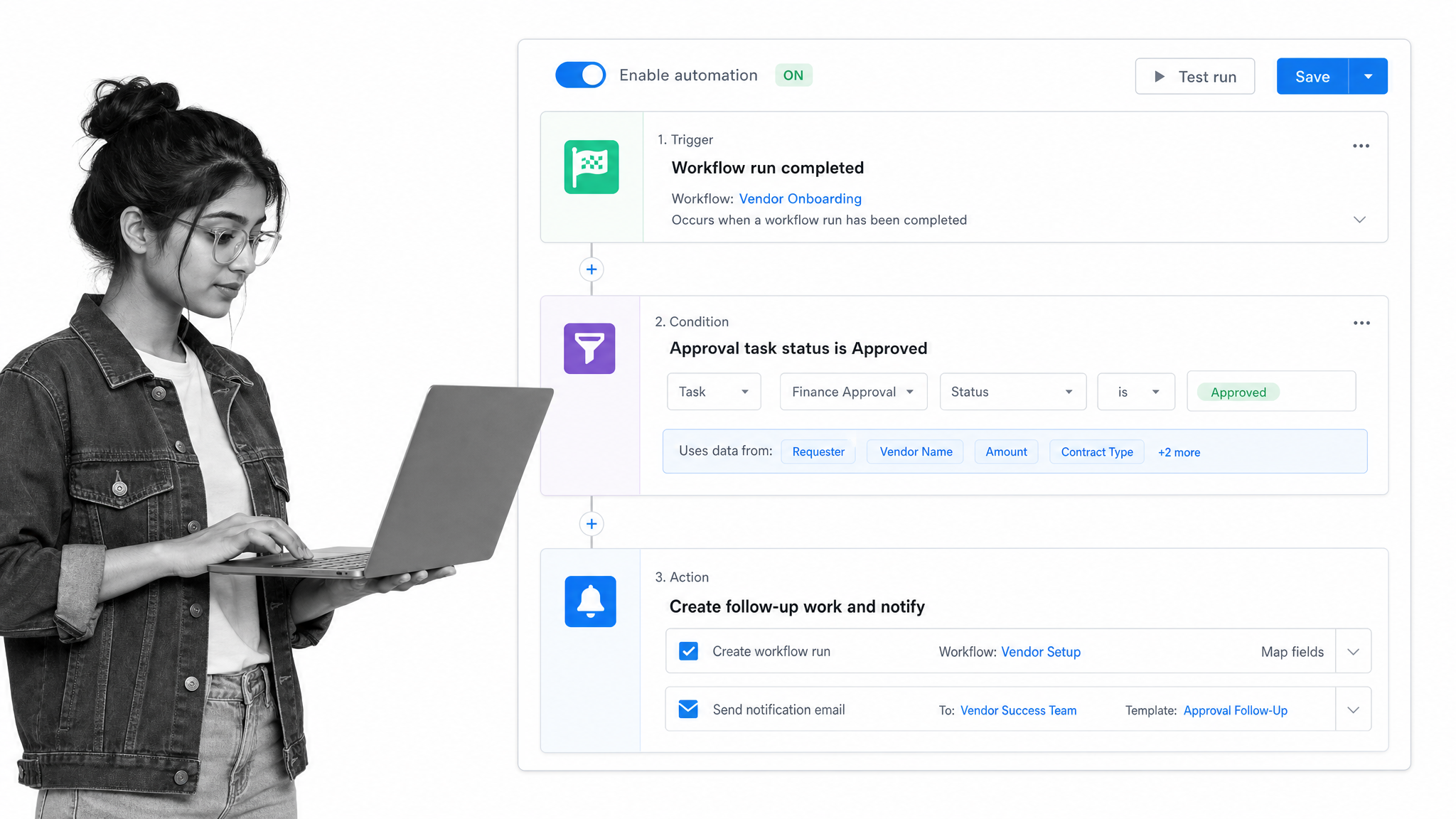 Process Street workflow automation triggered by an approval decision.