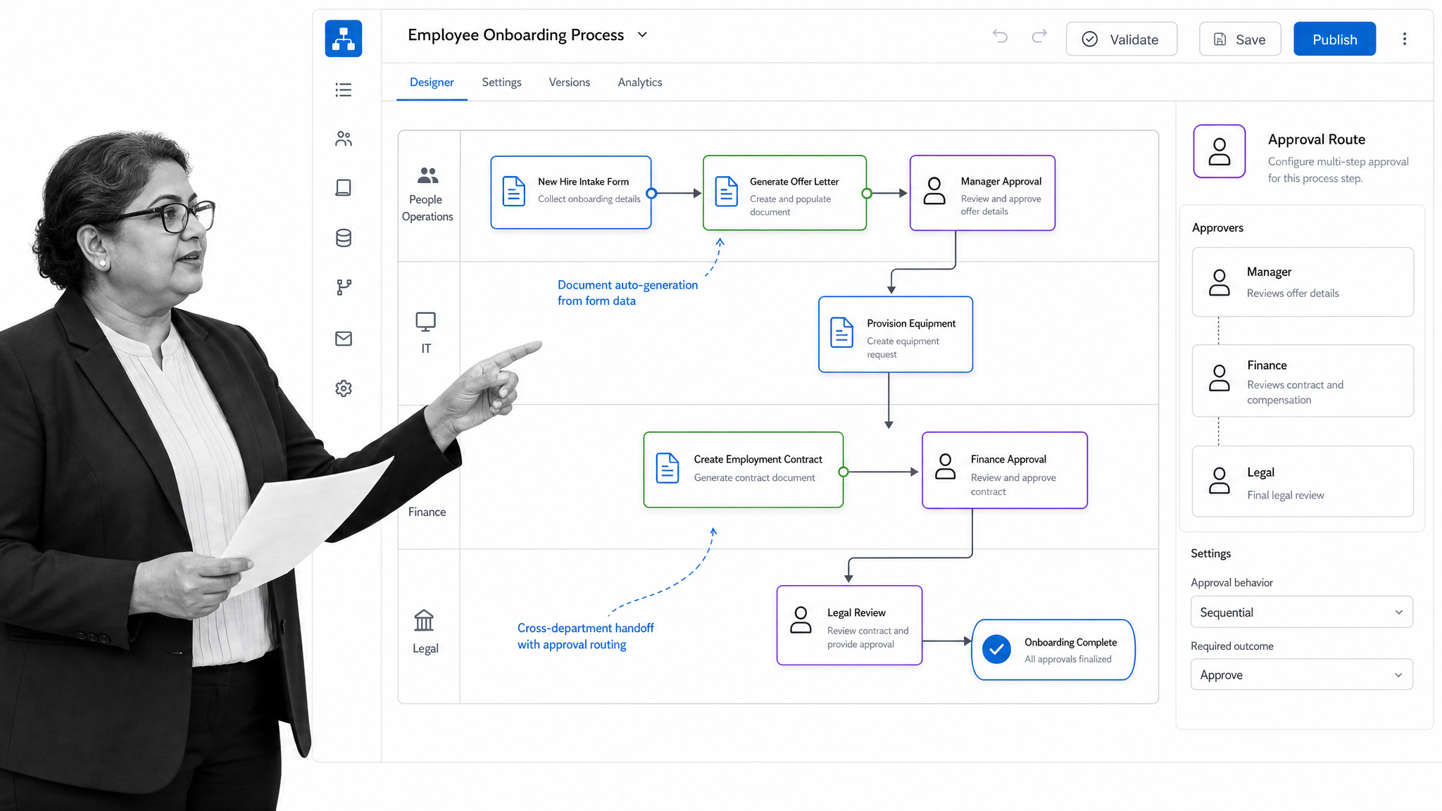 Nintex workflow automation surface showing forms, document automation, and approvals.