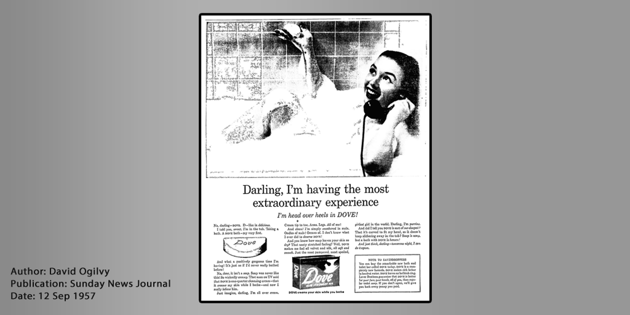 Ogilvy Dove soap magazine advertisement positioning it for dry skin