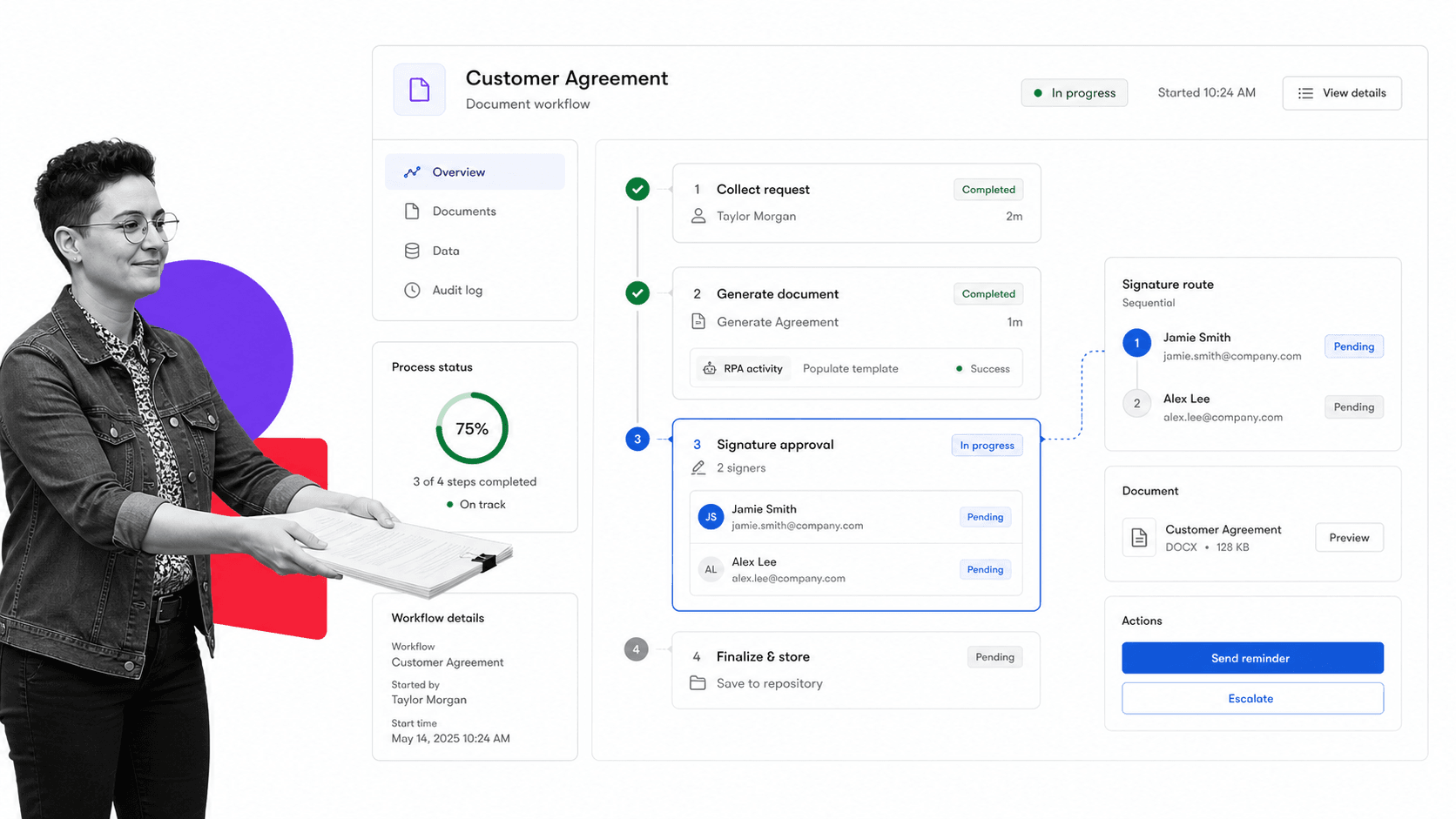 Nintex product interface as a AuraQuantic alternative for broad enterprise workflow, document, form, and RPA automation