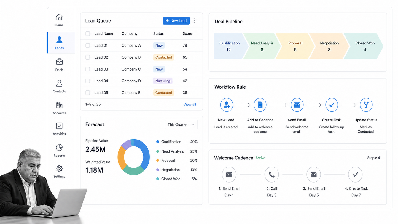 Zoho CRM sales automation command center for modern sales teams