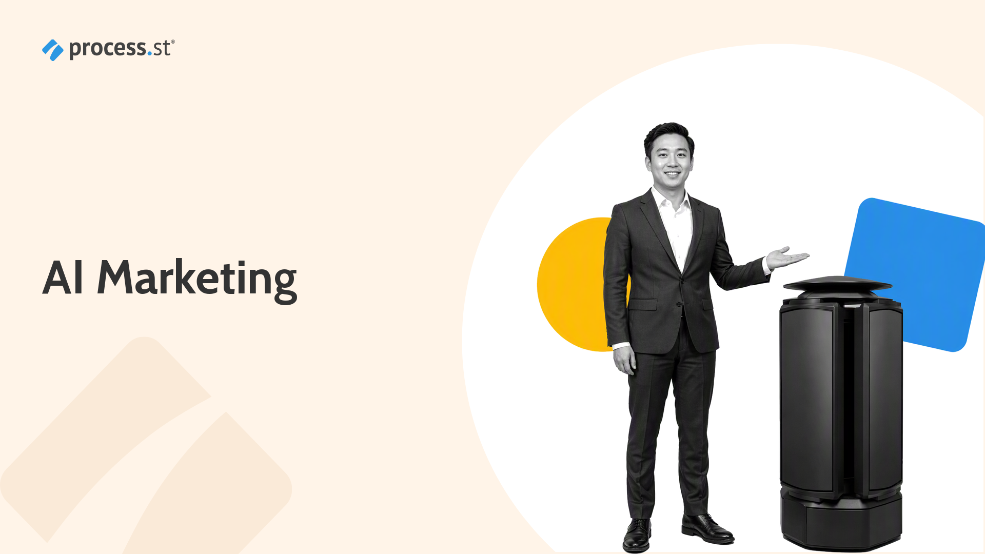 A marketing strategist presents five campaign examples generated by an AI robot