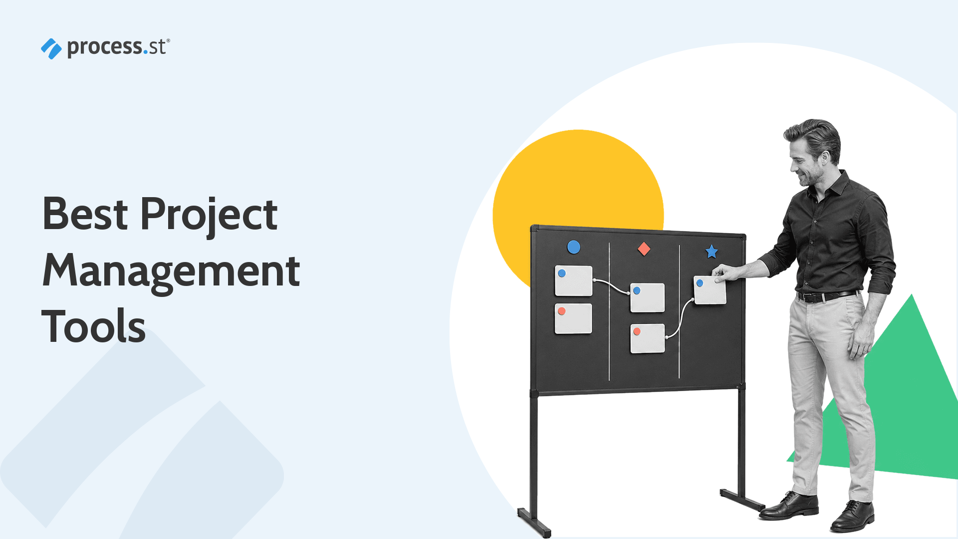Project operations lead organizing tasks and dependencies on a physical project planning board