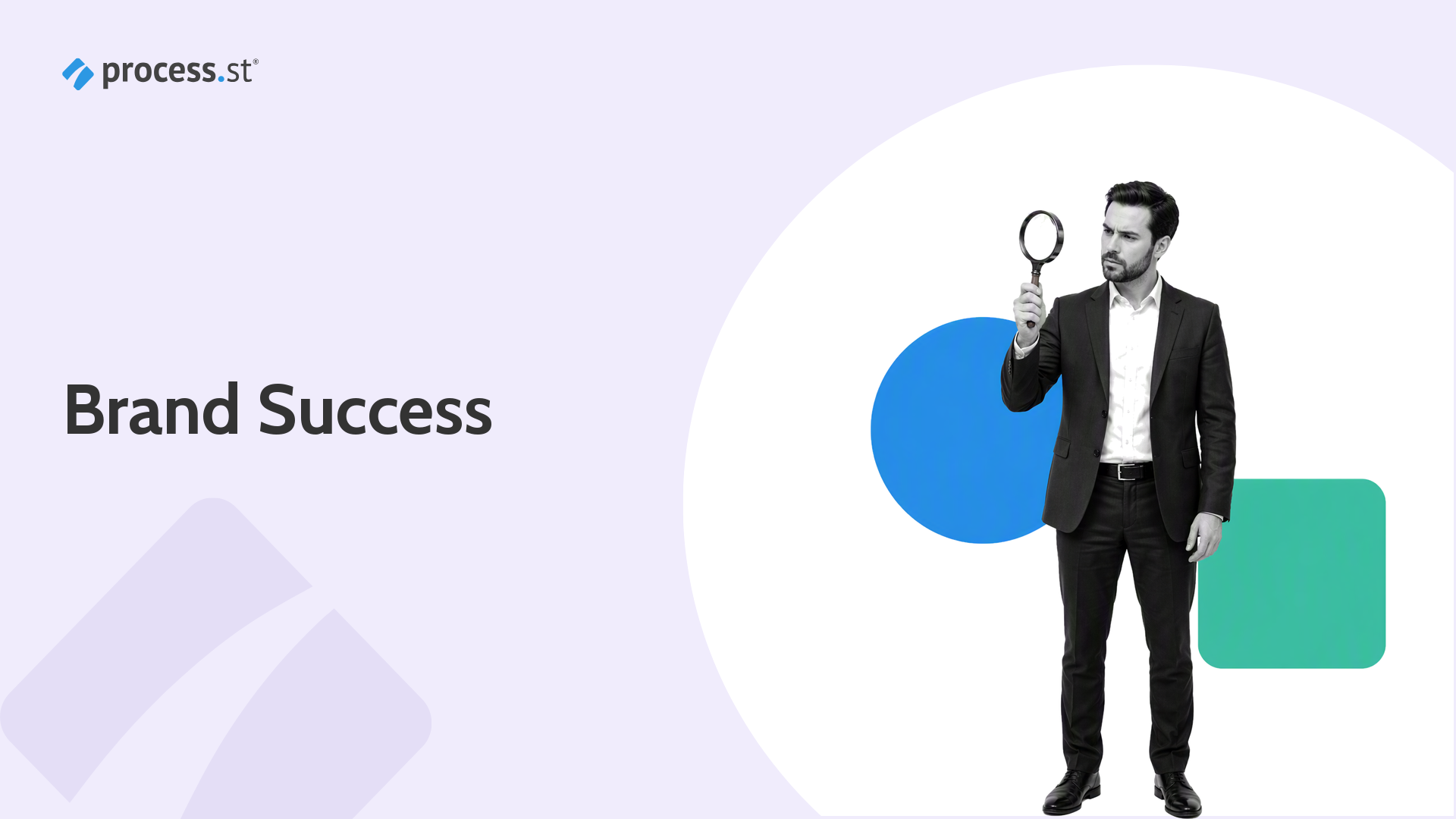Brand strategist auditing brand perception with an oversized magnifying glass