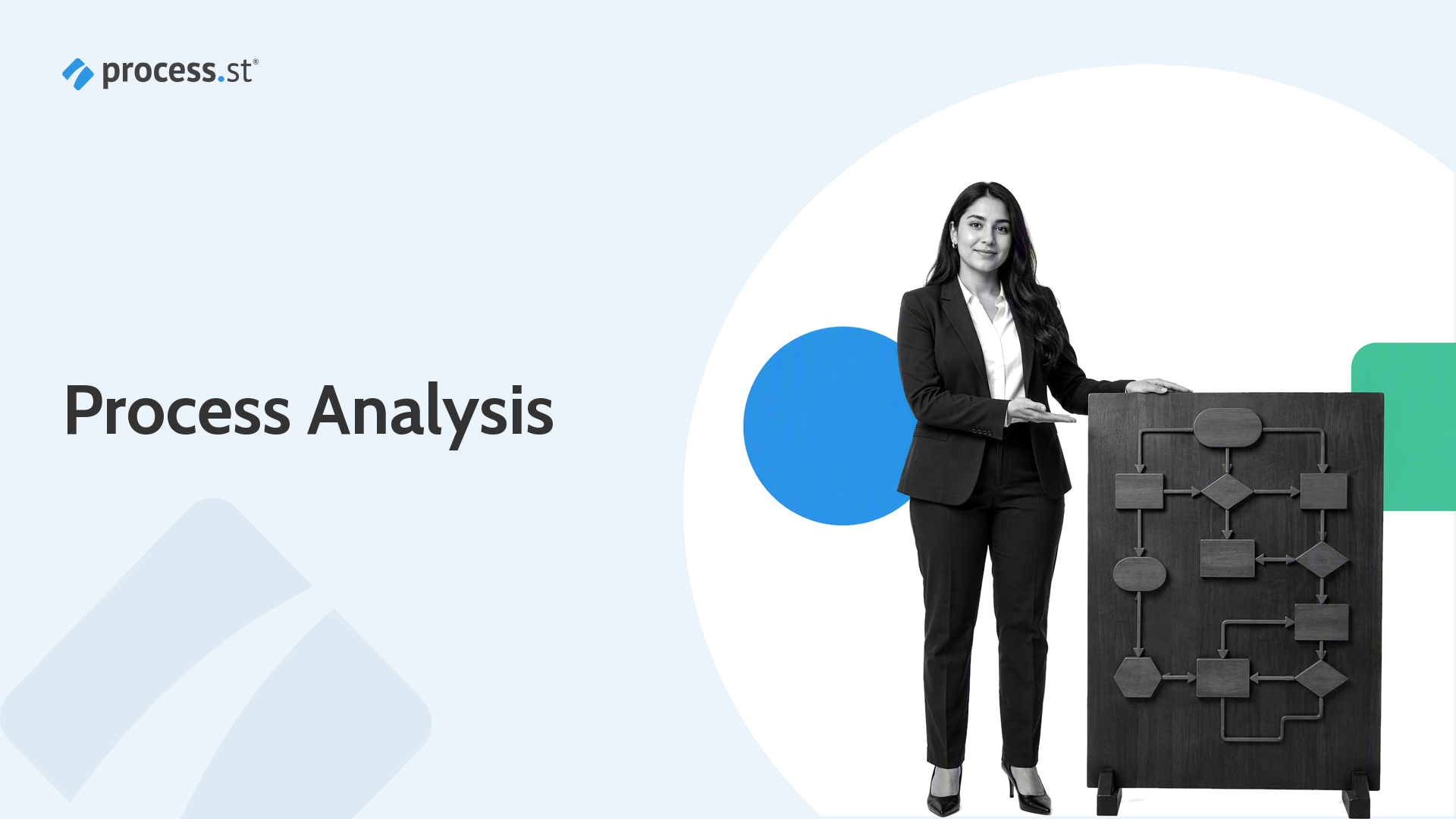 Operations analyst examining a business process flow on an industrial-style workflow machine