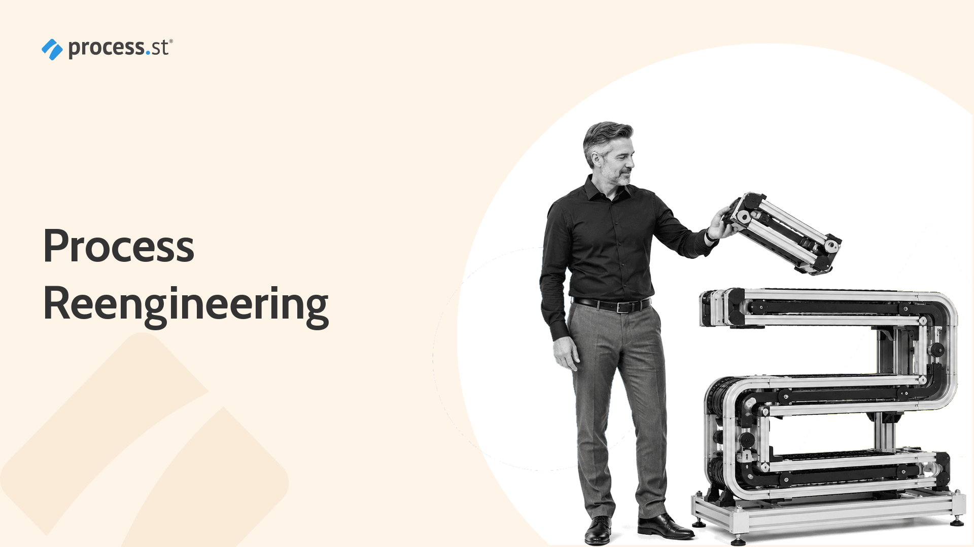 Operations leader reengineering a failing business process with a modular flow machine