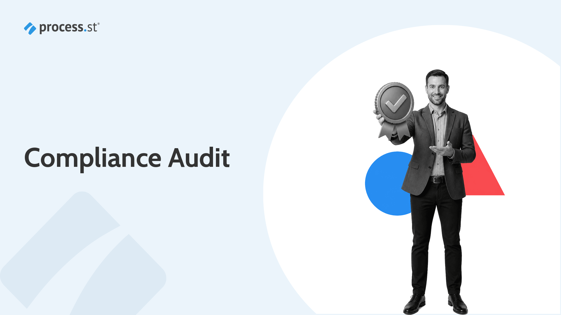 Compliance auditor holding an embossed verification seal