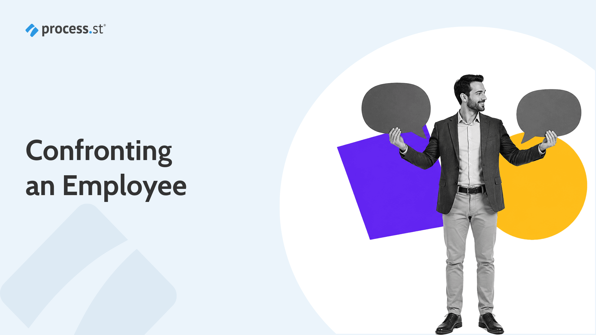Manager rehearsing a difficult employee conversation with a training mannequin