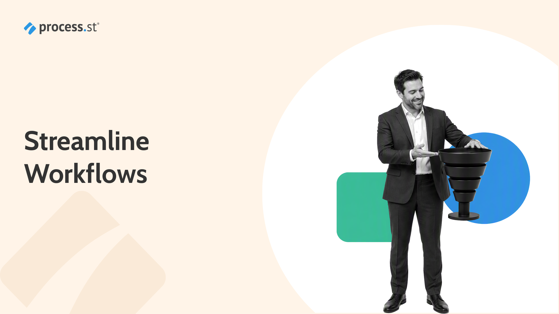 Sales operations manager using a miniature sales follow-up control panel to represent CRM workflow automation.