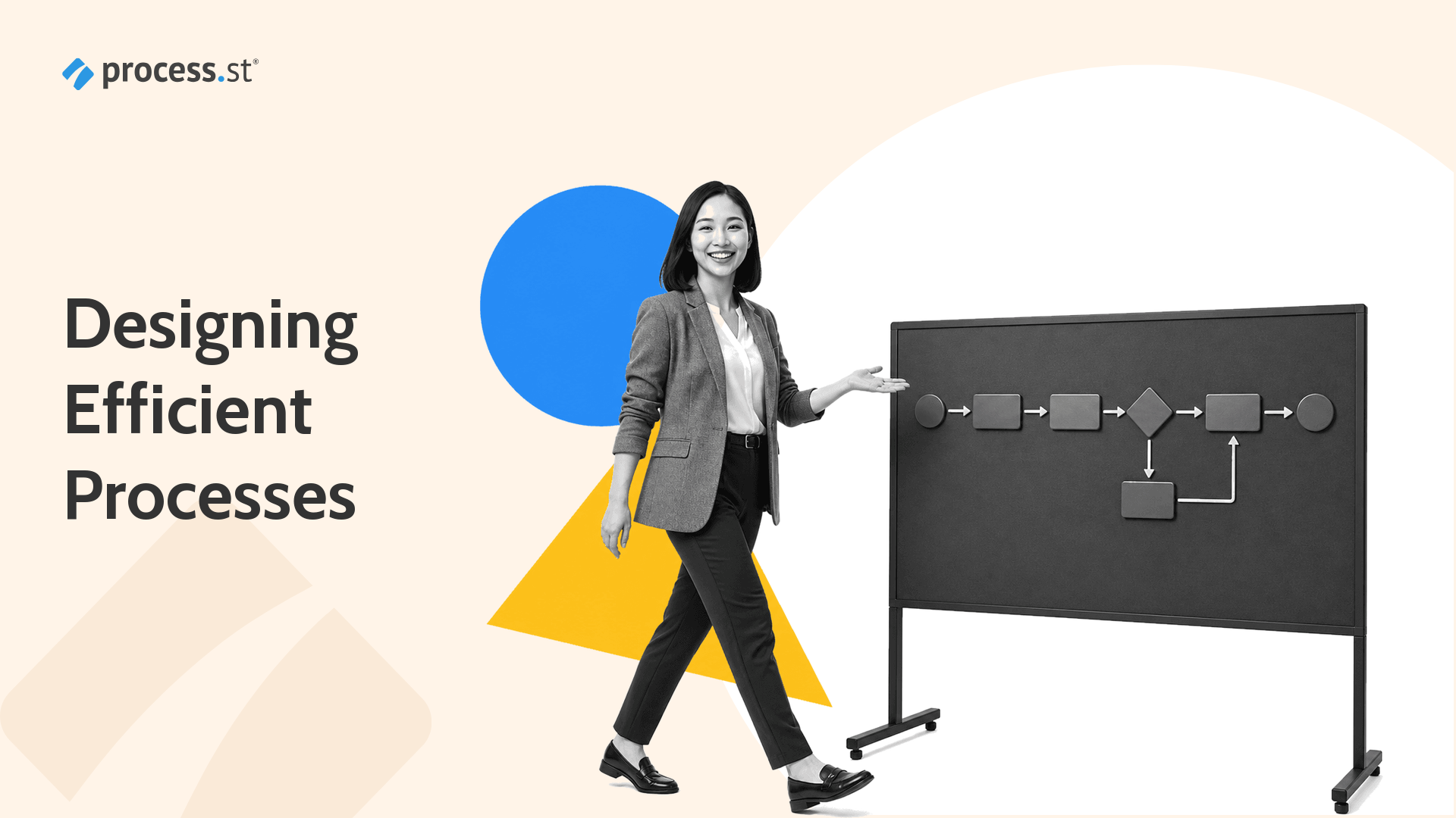 Digital publishing operations leader presenting a five-stage business process flow
