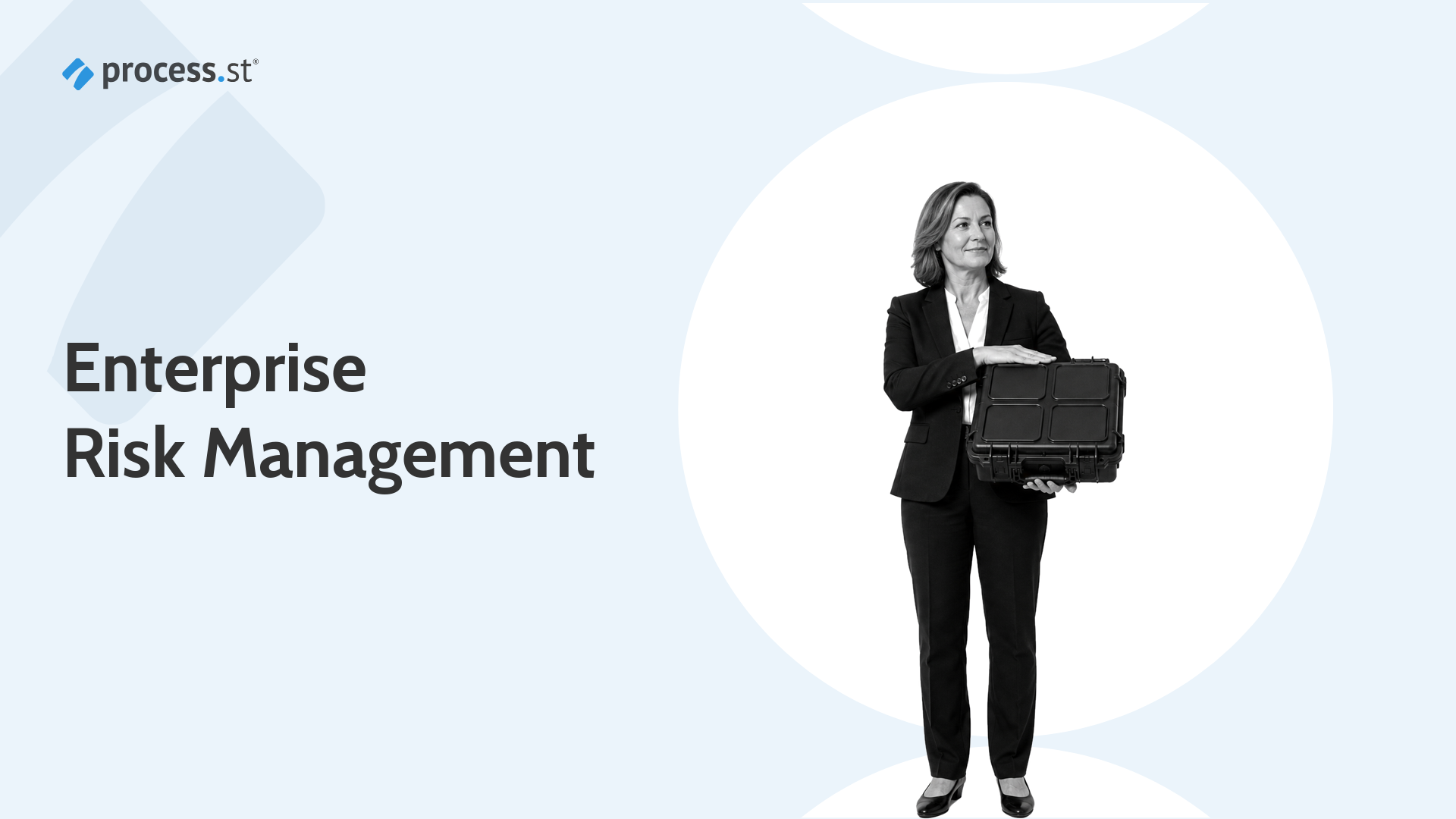 Enterprise risk officer carrying a compartmentalized case that represents integrated enterprise risk management