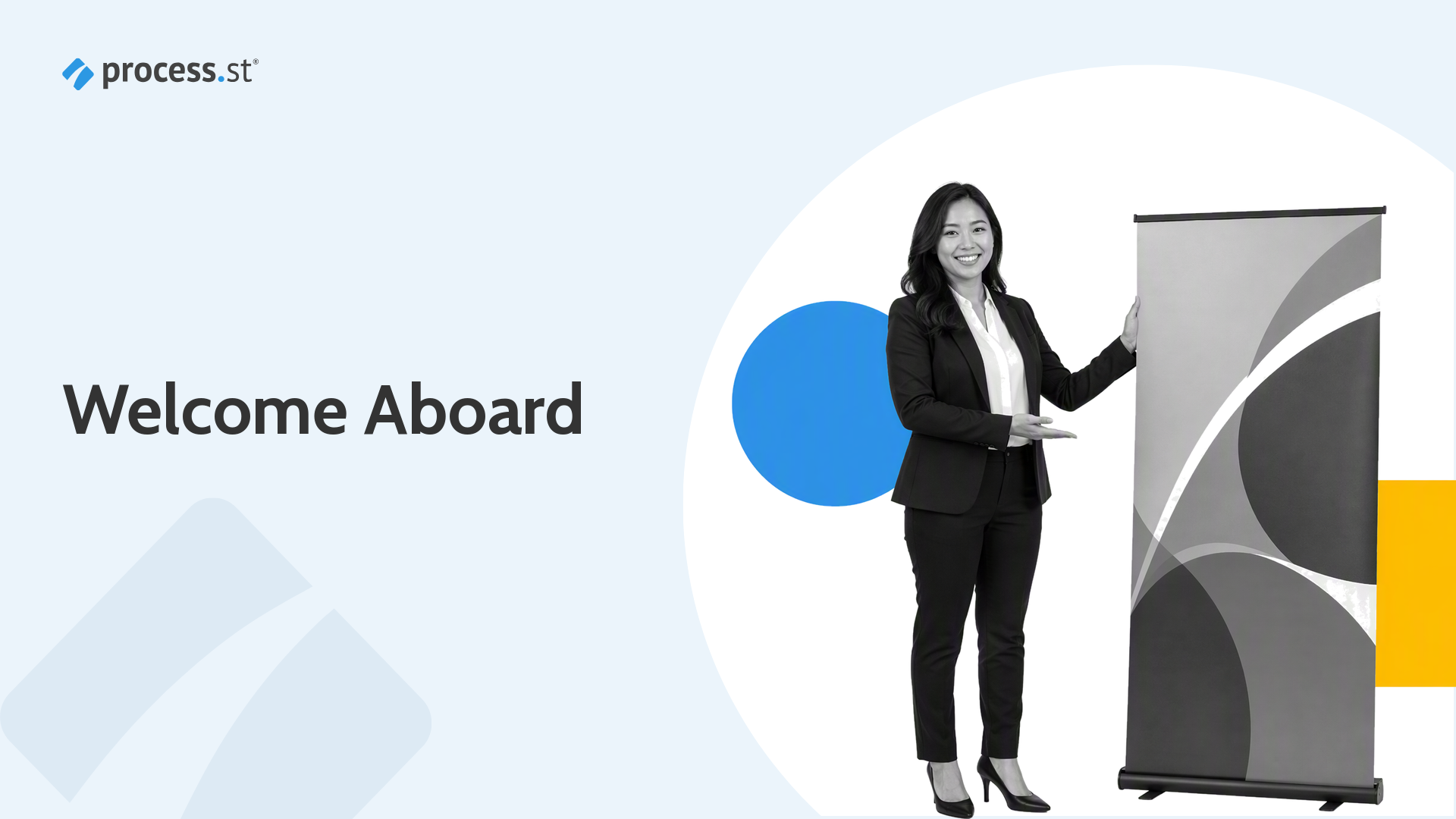 HR manager presenting a new hire welcome kit for employee onboarding