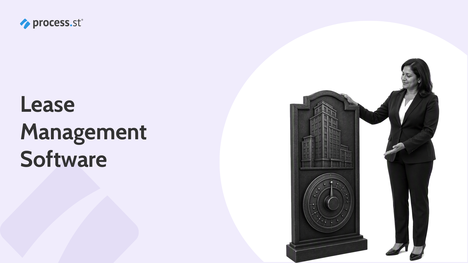 Lease management software guide with a lease operations manager beside a commercial lease and renewal control artifact