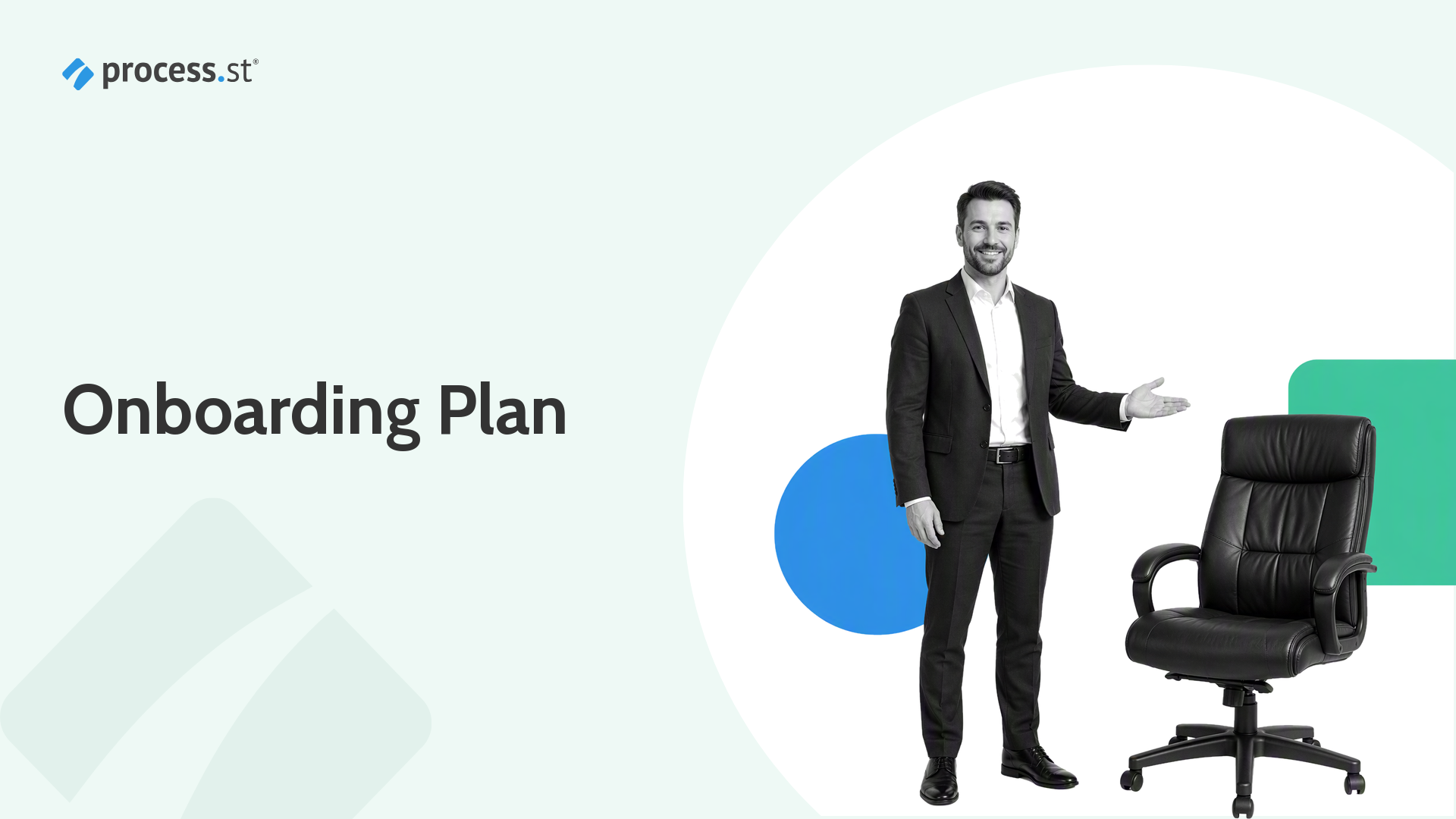 Manager onboarding guide header showing an HR operations leader calibrating a leadership handoff machine.