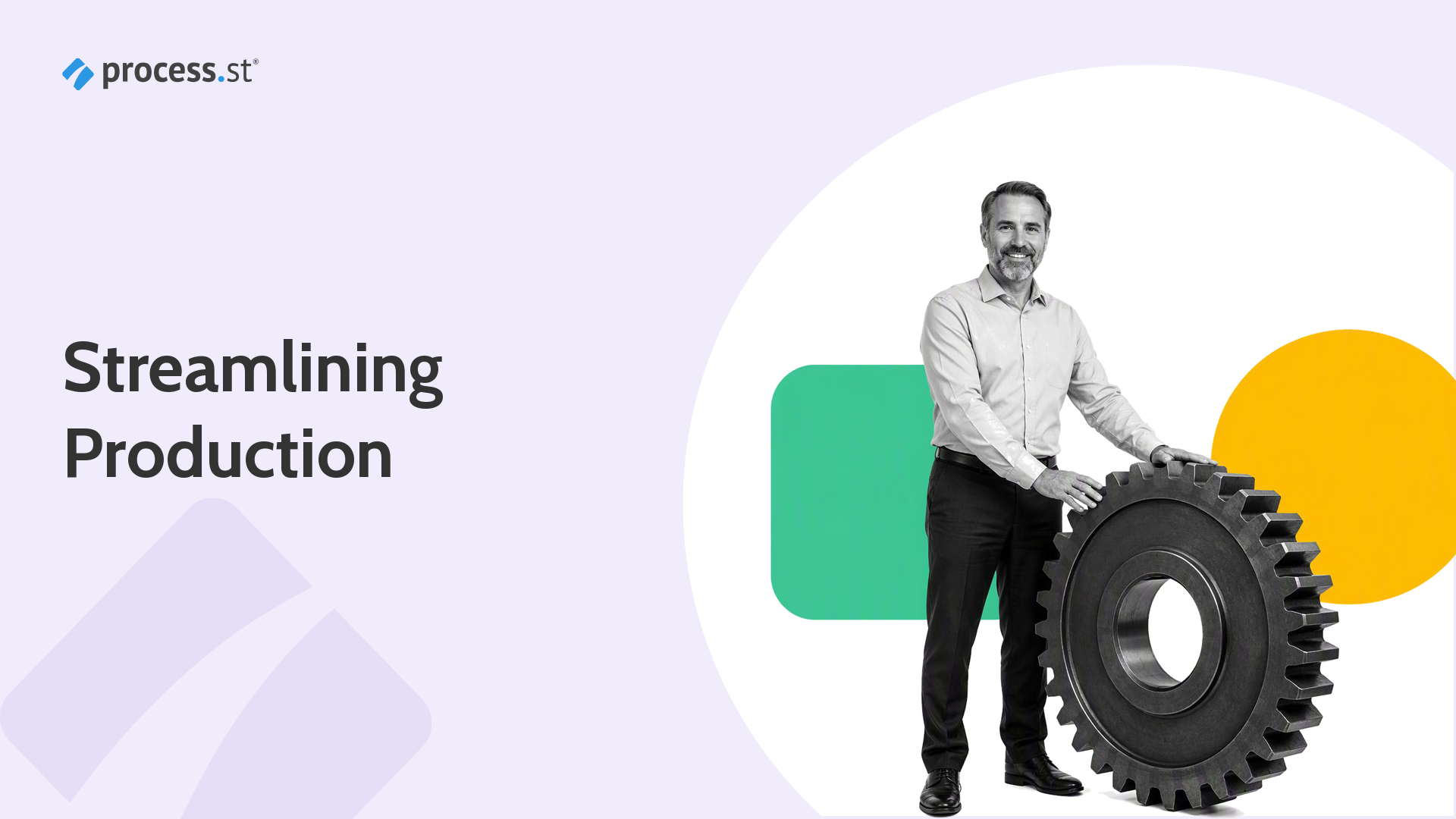 Manufacturing operations manager aligning an oversized gear for manufacturing management software