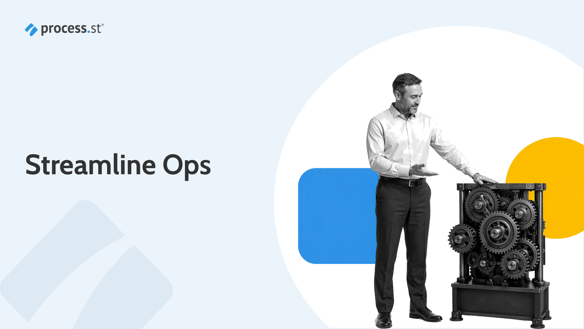 Operations manager presenting a layered operations technology stack model