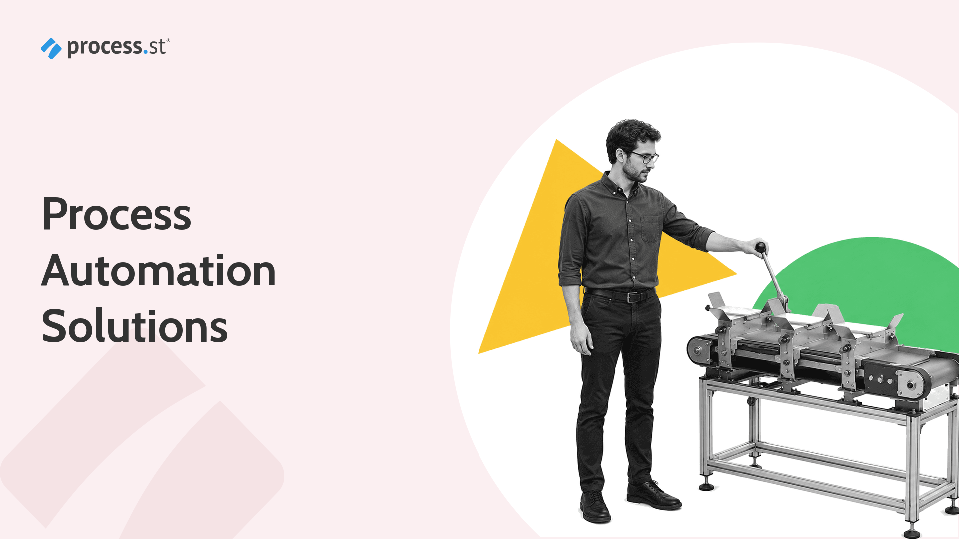 Operations automation architect adjusting a routed conveyor that represents process automation solutions