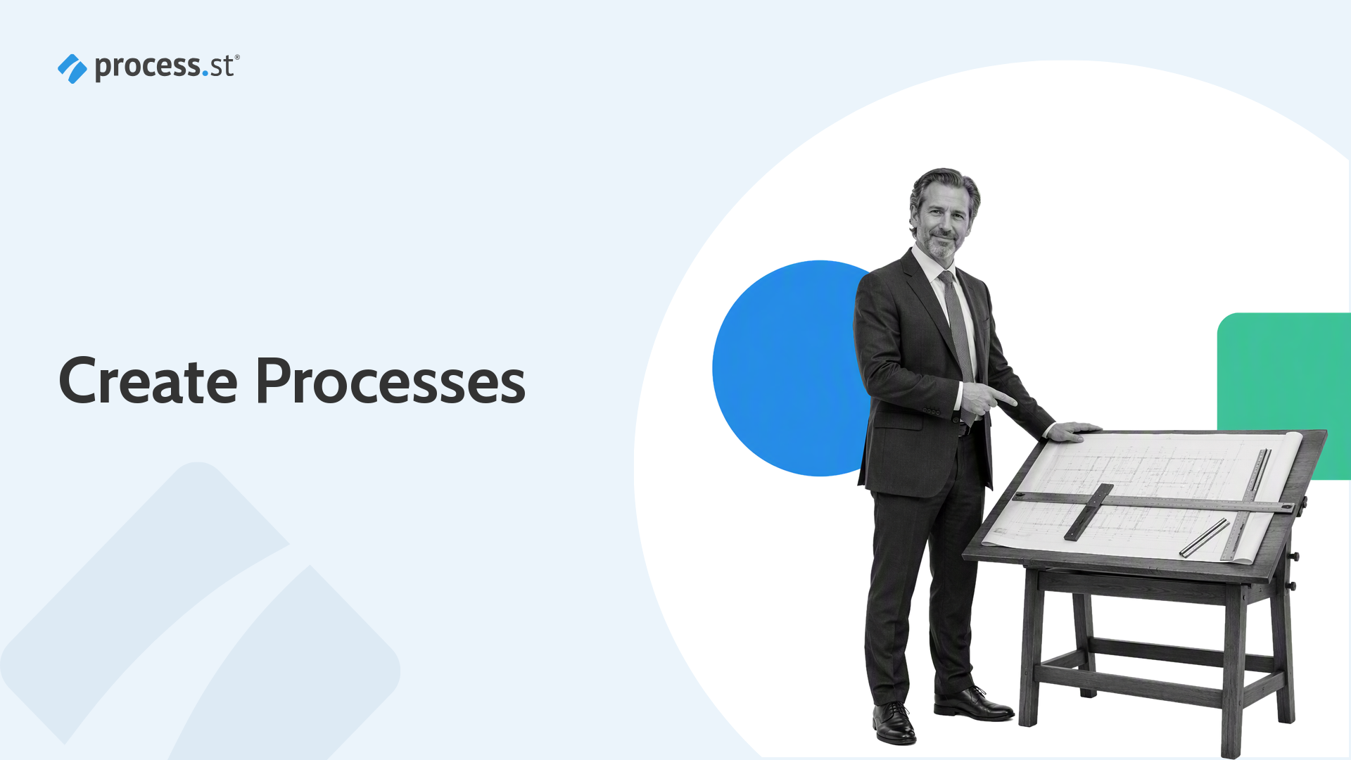 Process creator guiding a living process through connected stages