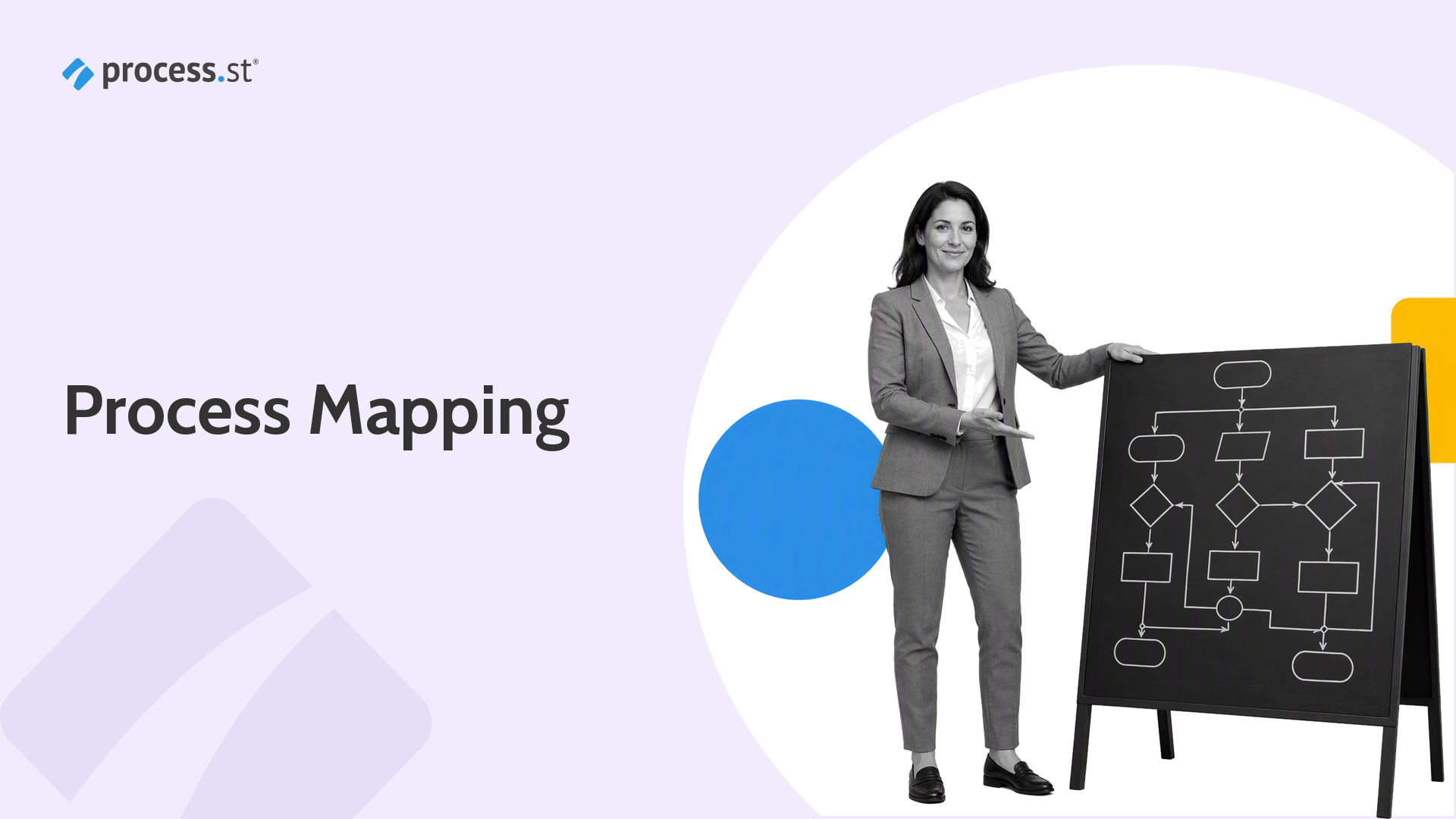 Process mapping software header with an operations architect assembling a physical process map