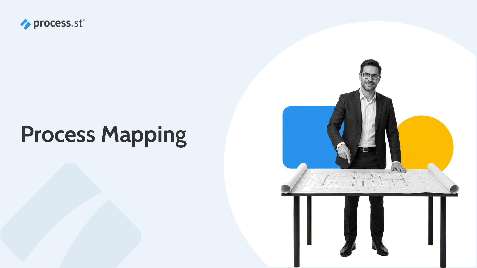 Operations analyst navigating a physical process map for Microsoft Word process mapping templates