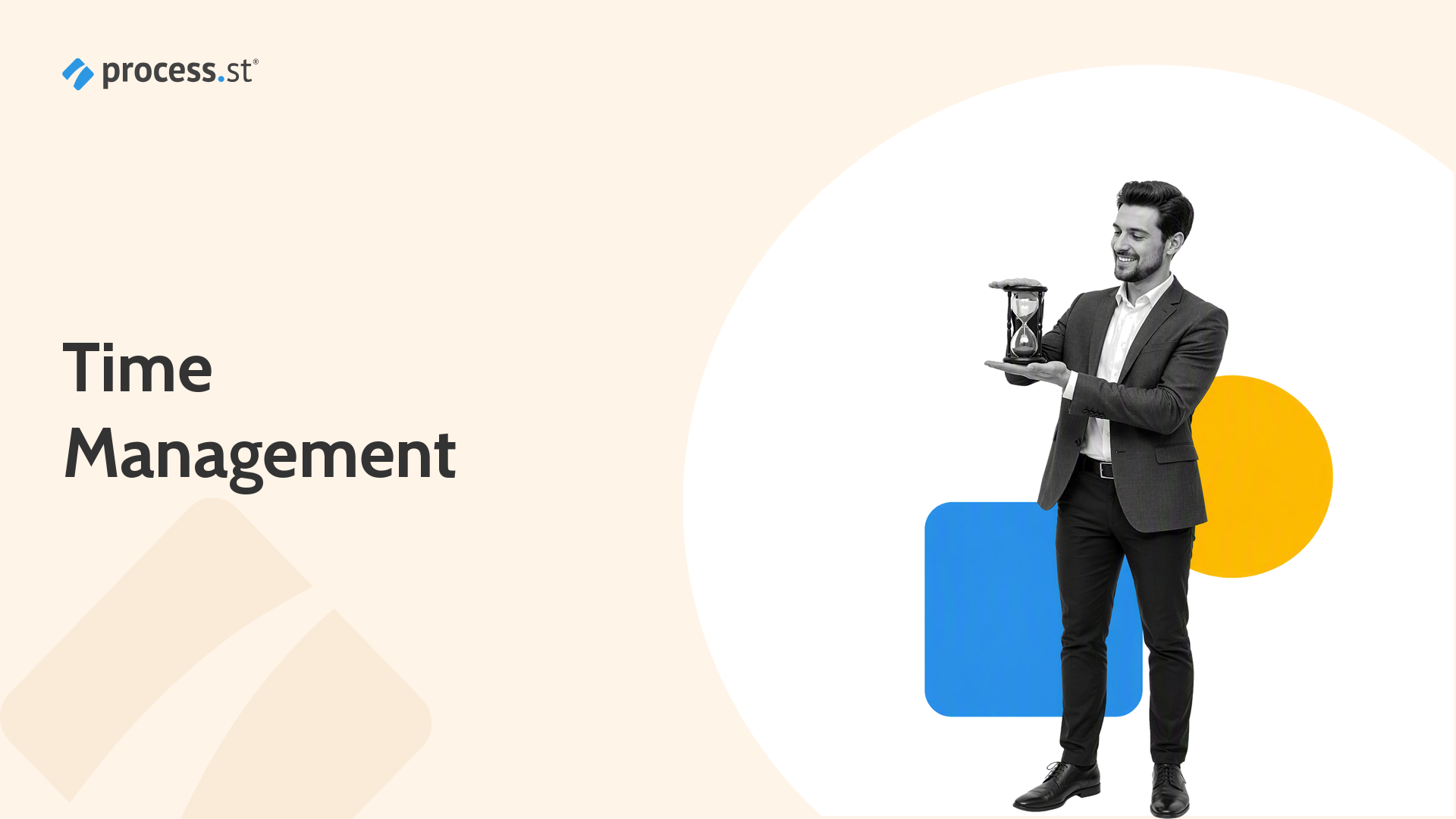 Operations manager adjusting a clockwork model to create more time with the Slack App