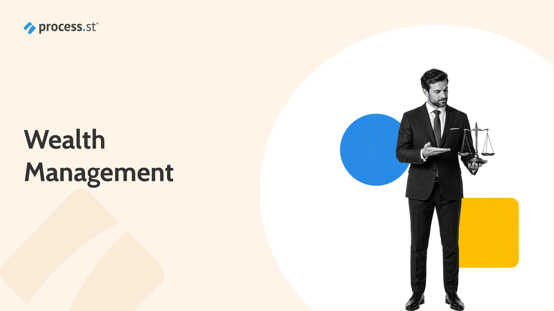 Wealth management software hero image: a wealth advisor holding a secured safe