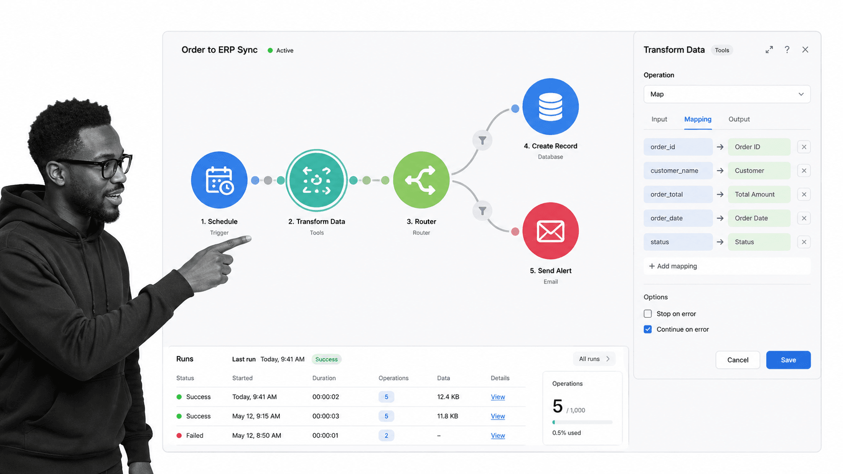 Make Boomi alternative interface for Visual scenario building and branching automation