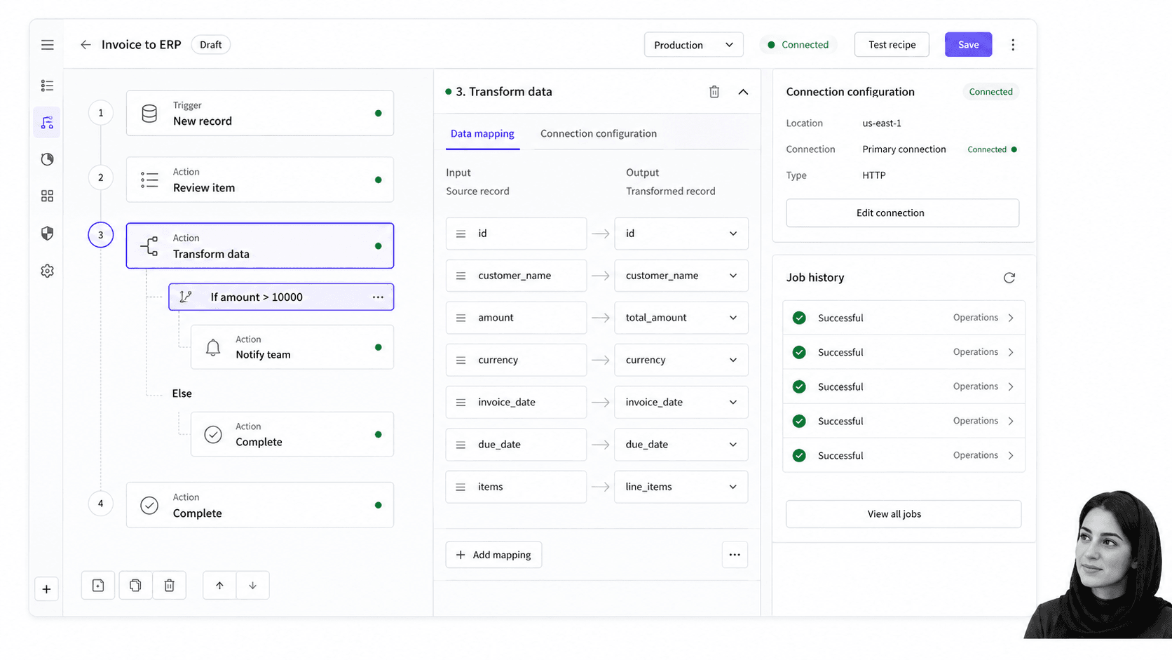 Workato Boomi alternative interface for Enterprise integration and orchestration with governed recipes
