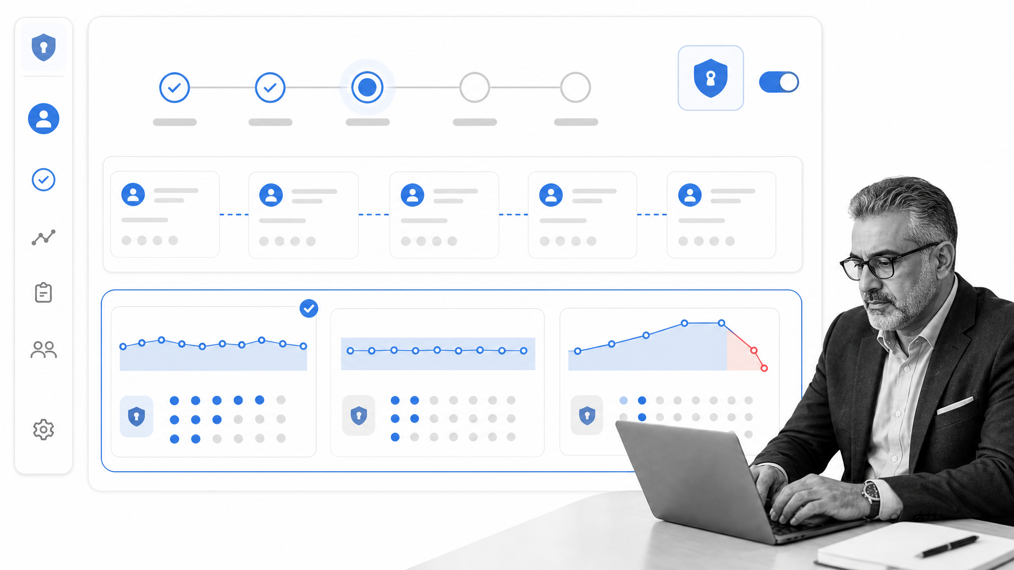 Confidential check-in workflow showing persistent pattern changes without diagnosing an employee