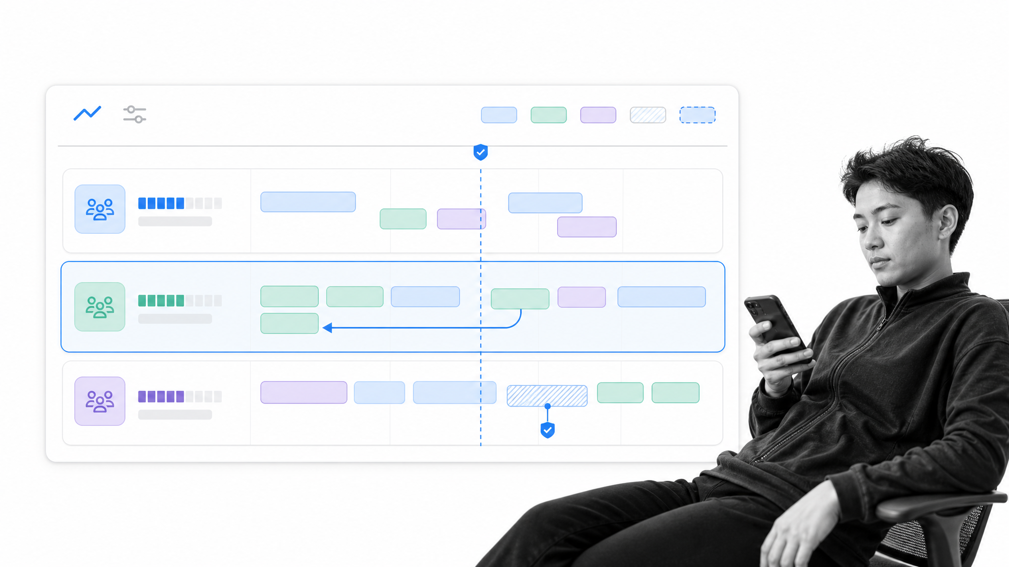 Capacity planning matrix showing workload redistributed below a safe threshold