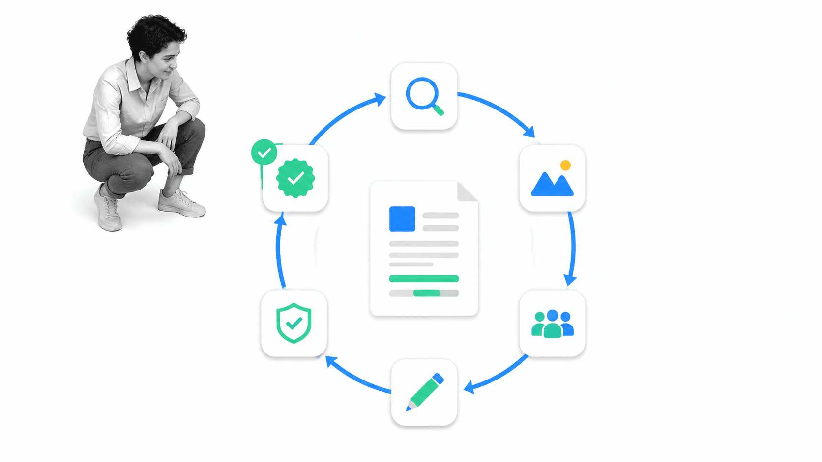 Business document quality review loop for clarity, proof, design, and approval