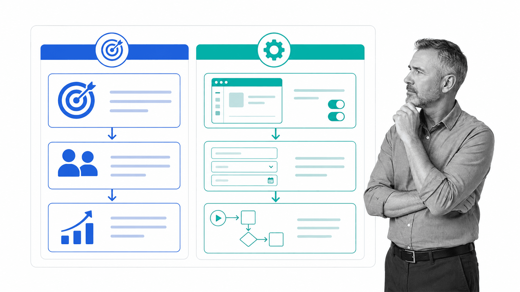 Business outcomes and capabilities compared with later solution design choices