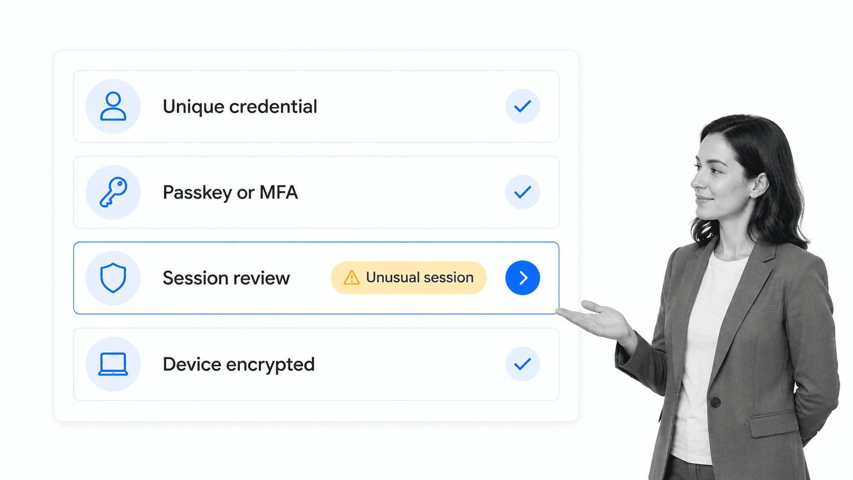 Traveler reviewing business travel account security controls