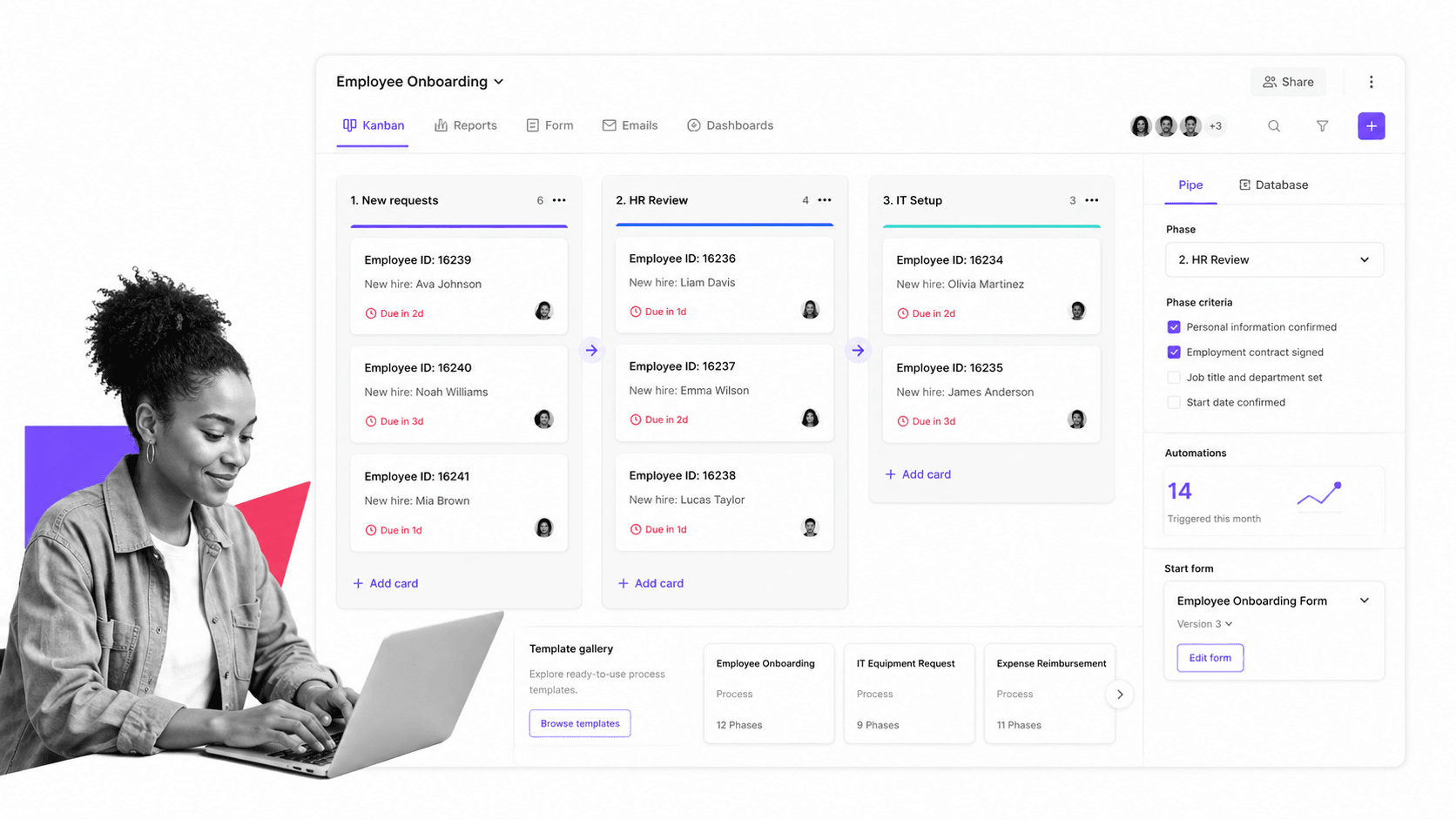 Pipefy Cflow alternative product UI for process management for operations teams that want a free start