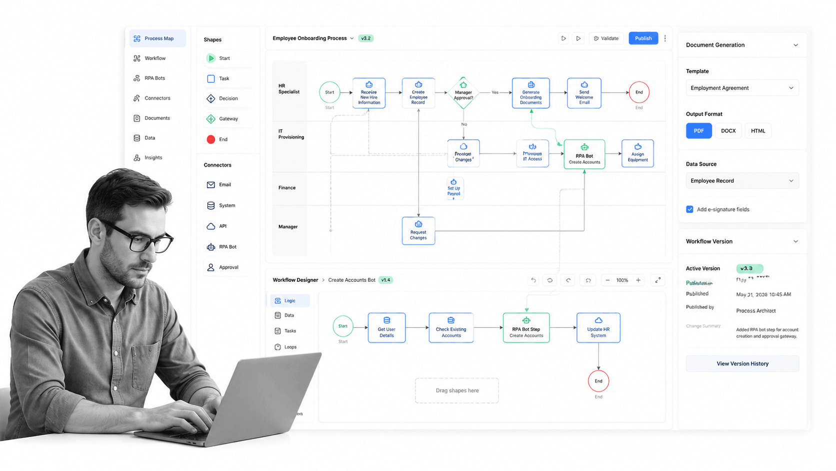 Nintex Cflow alternative product UI for enterprise process automation with mapping and RPA