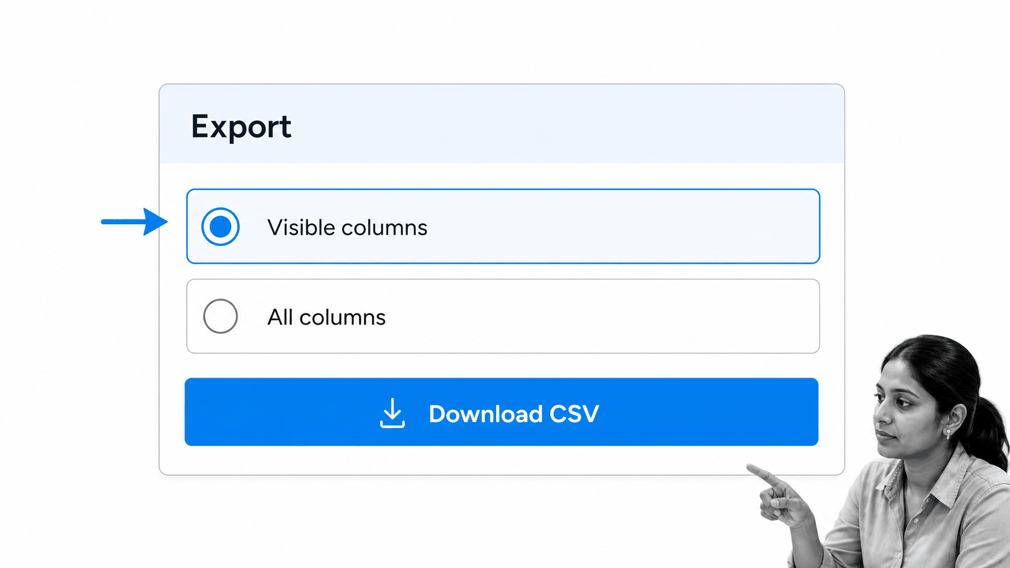 CSV export options for visible or all report columns