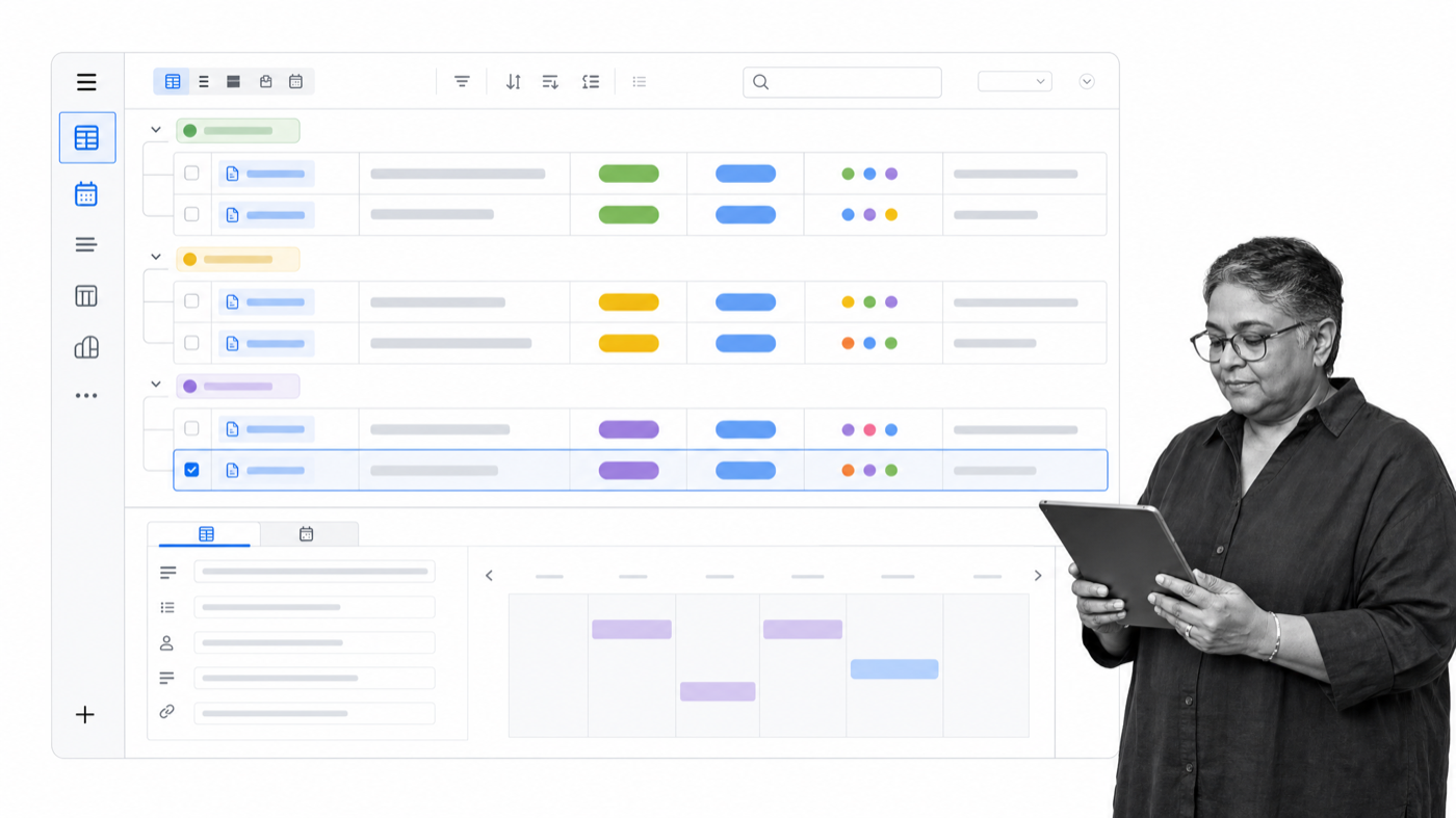 Structured content record and editorial calendar used to coordinate production
