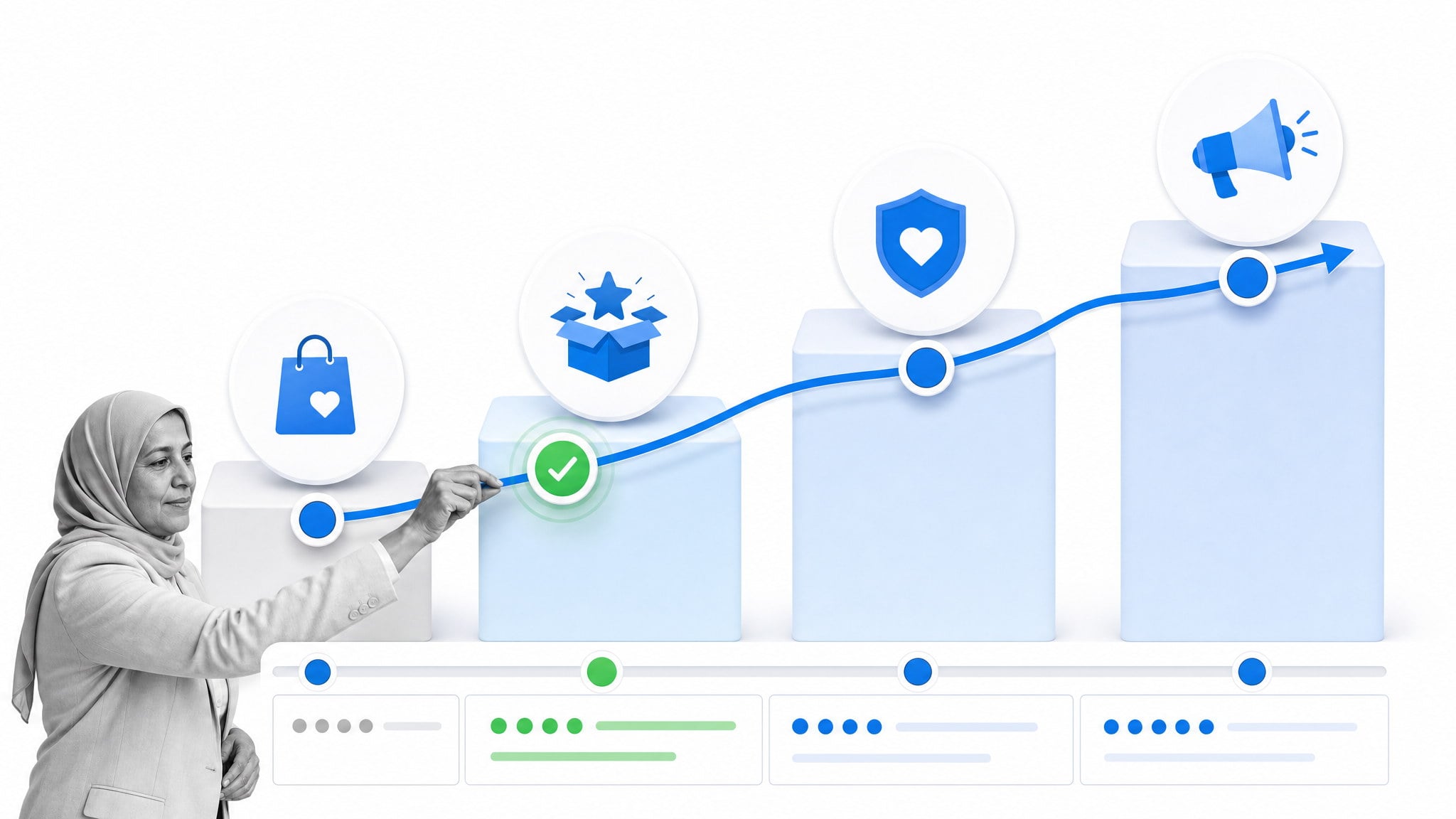 Customer loyalty progression from repeat use through retention and advocacy