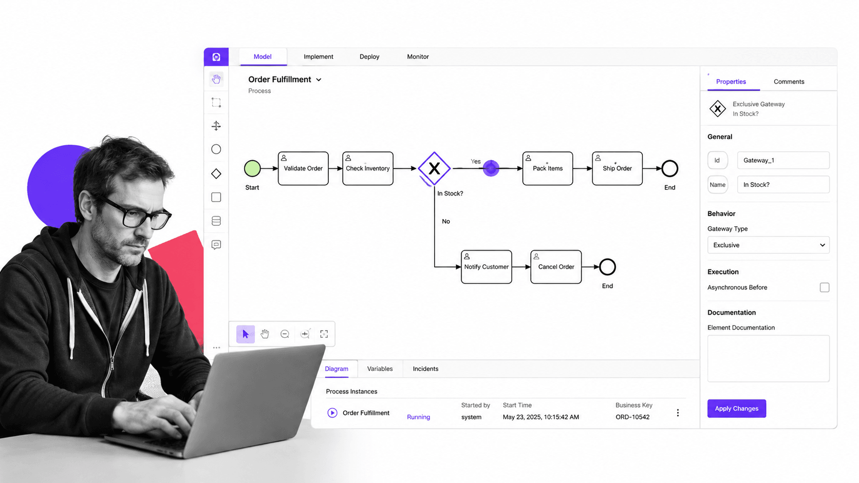 Camunda product interface shown for a Decisions alternatives comparison
