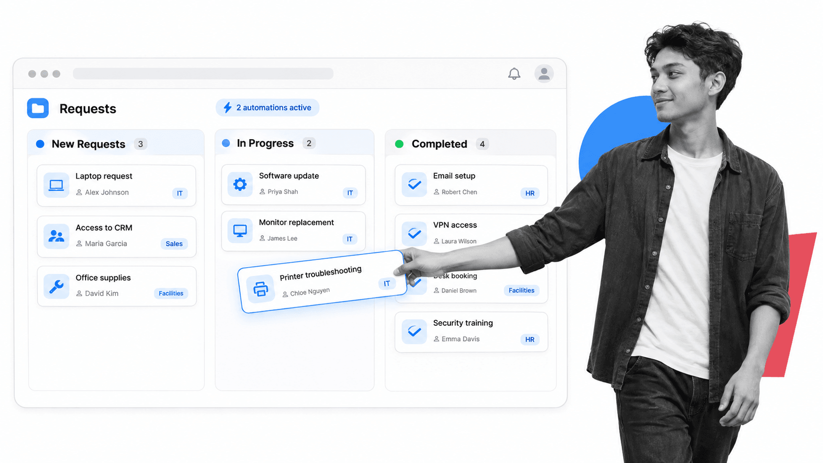 Pipefy product interface shown for a Decisions alternatives comparison