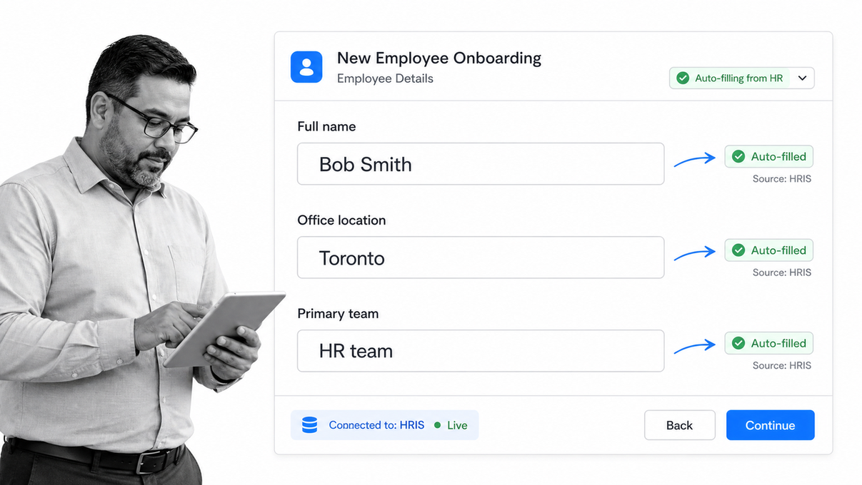 Autofill new-hire data from an HR system into onboarding