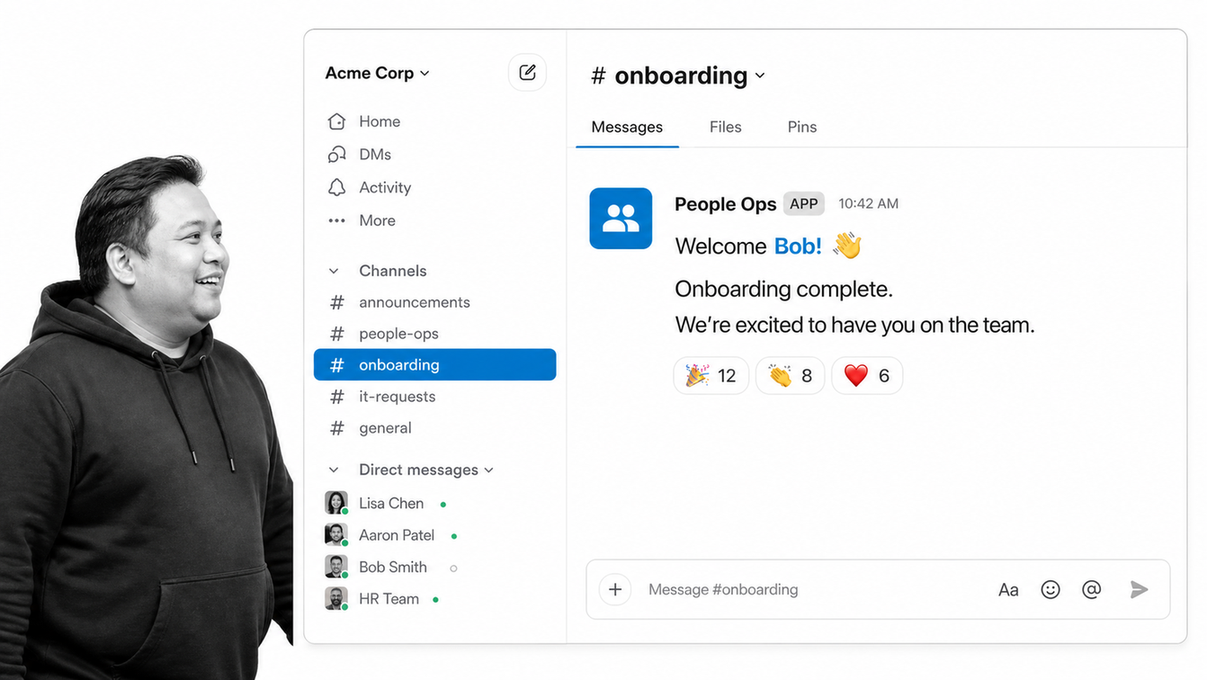 Welcome a new employee to the team in a collaboration channel