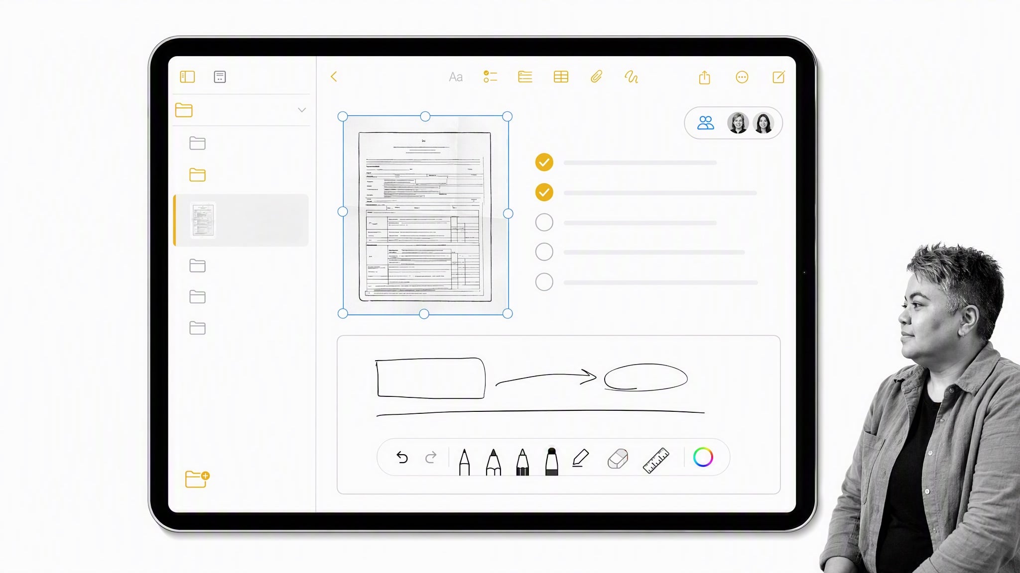 Apple Notes workspace for quick notes, attachments, and scans