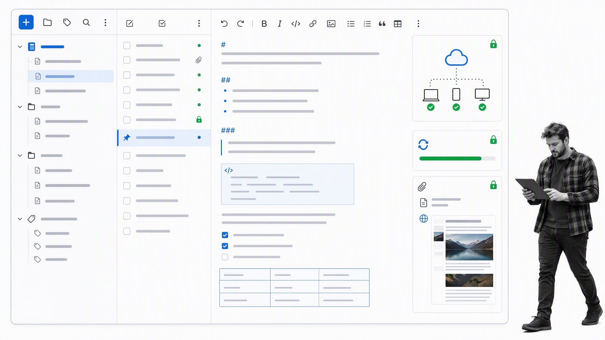 Joplin open-source notebook with Markdown and sync controls