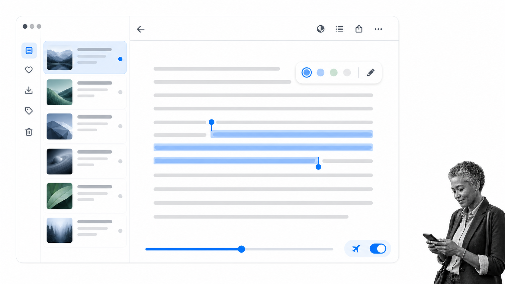 Instapaper distraction-free reading queue with highlights