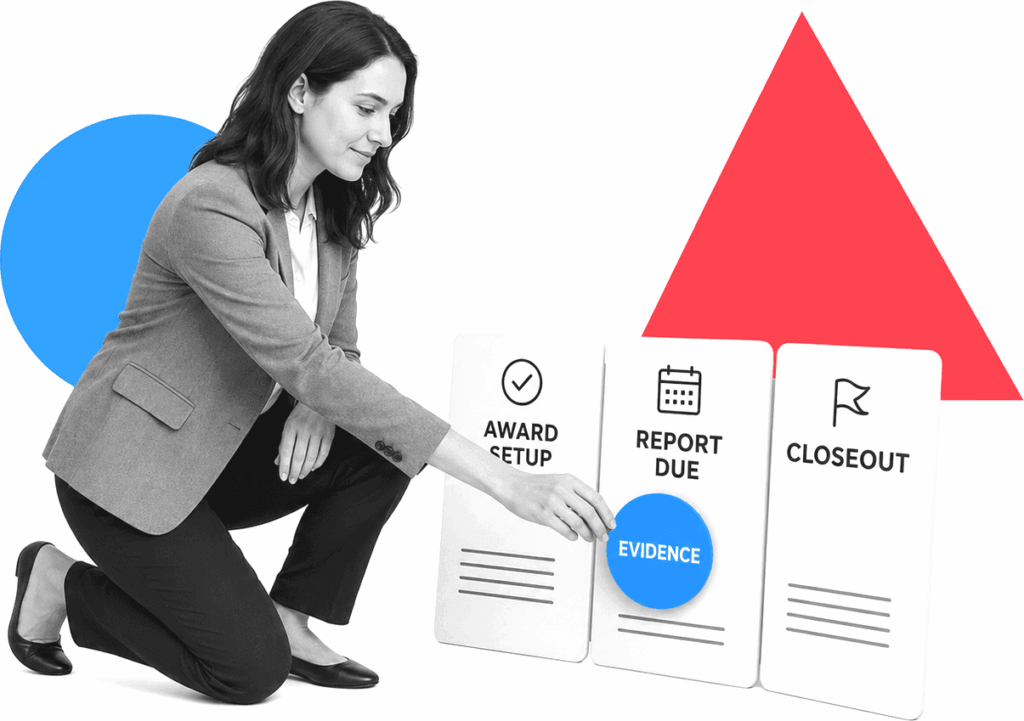Grants compliance analyst connecting owner, approval, evidence, and audit-ready workflow checkpoints.