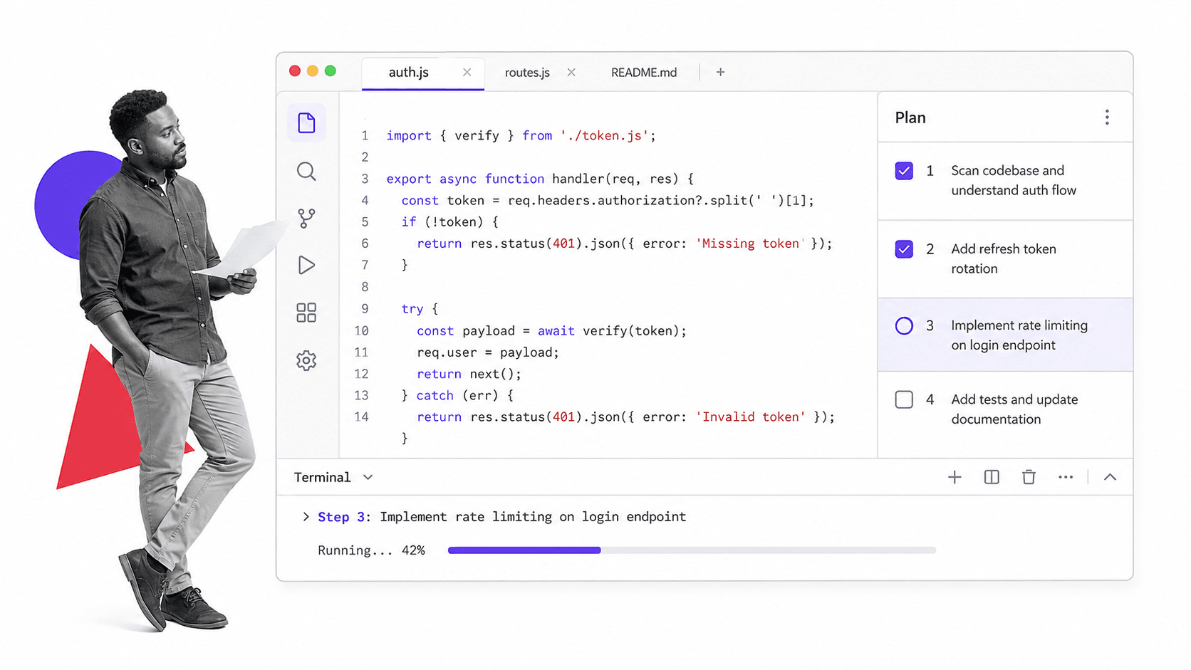Claude Code terminal reviewing a repository - Hyperagent alternative