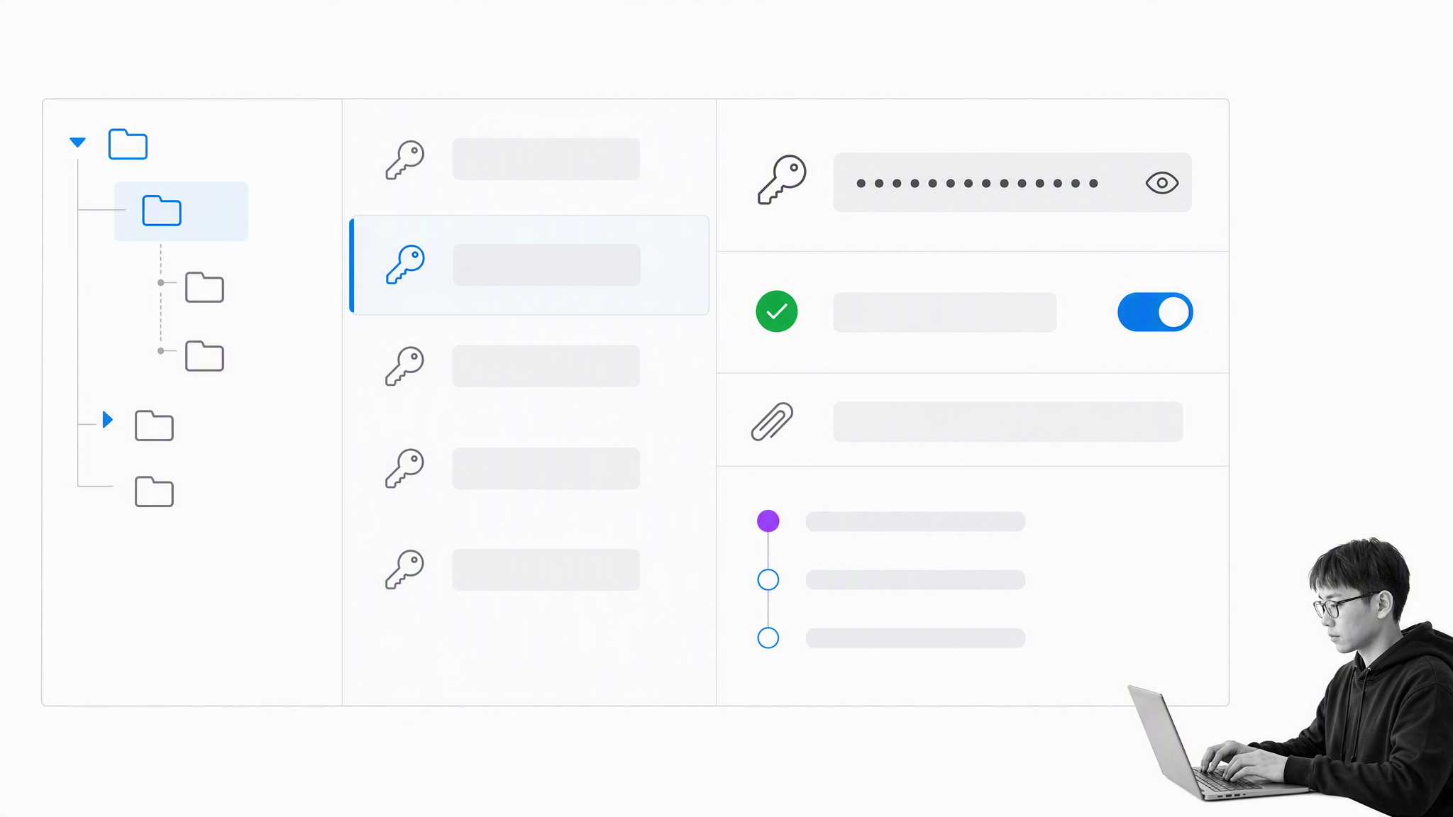 Client password vault with access approval and audit states